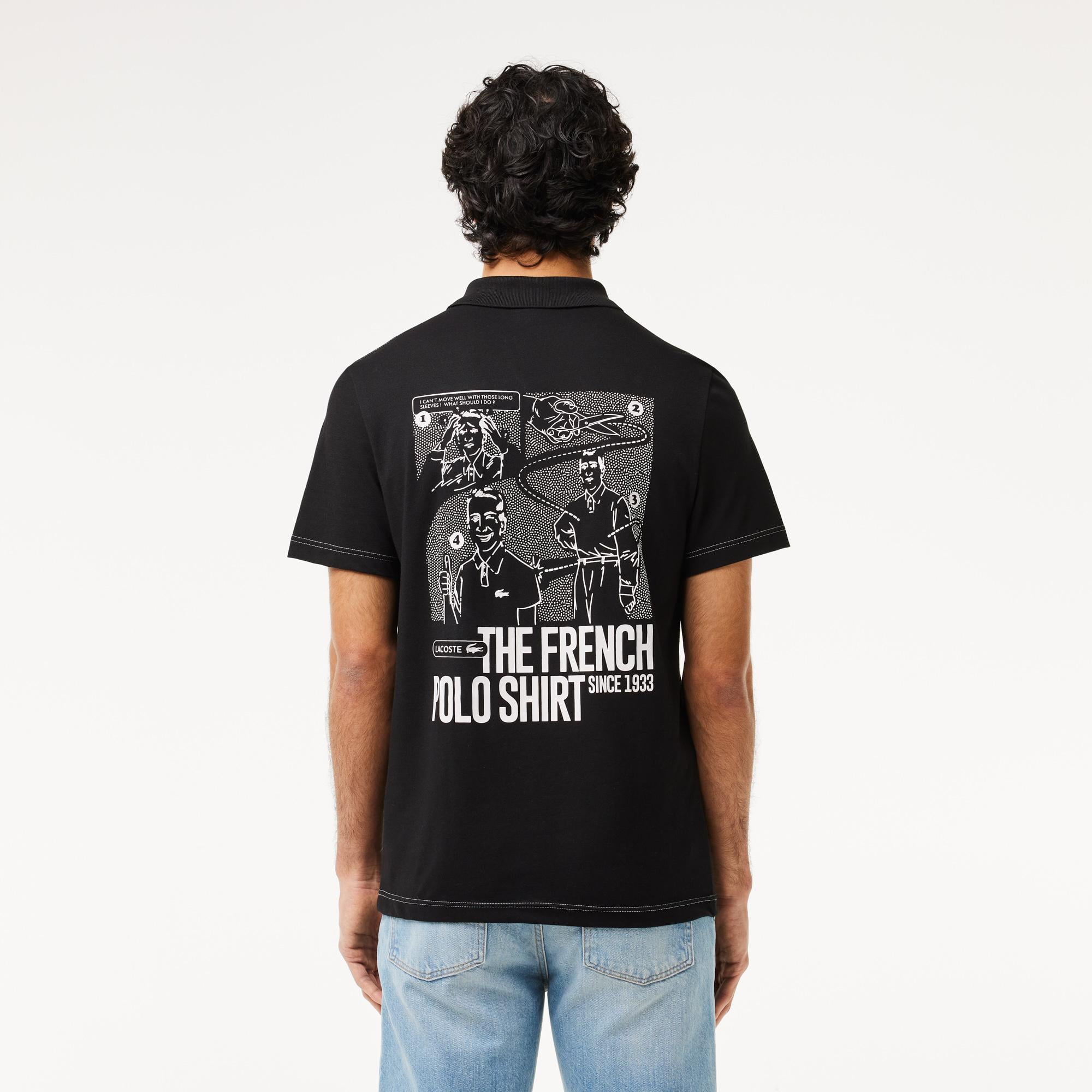 Erkek Regular Fit Baskılı Siyah Polo
