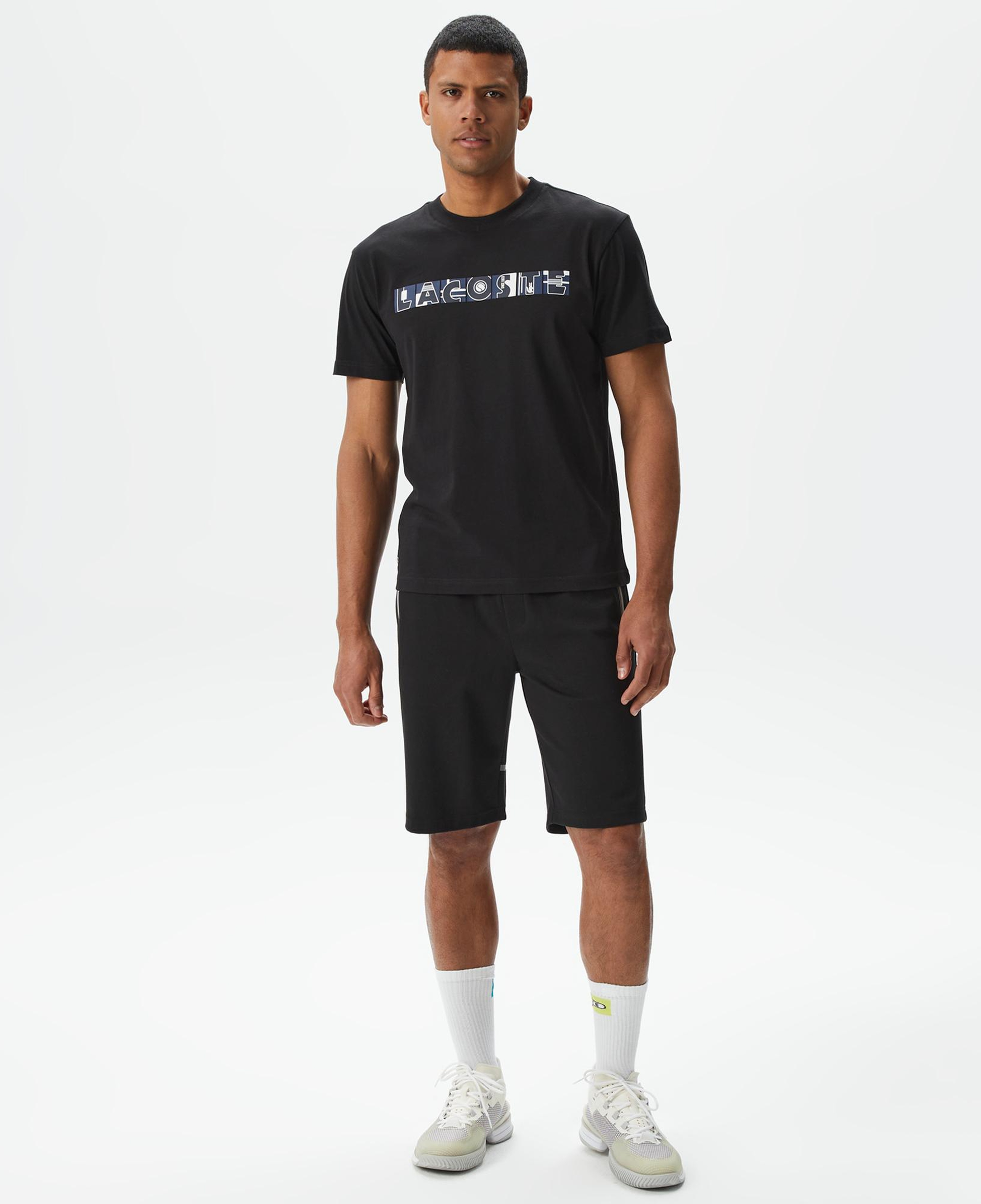 Erkek Relaxed Fit Bisiklet Yaka Baskılı Siyah T-Shirt