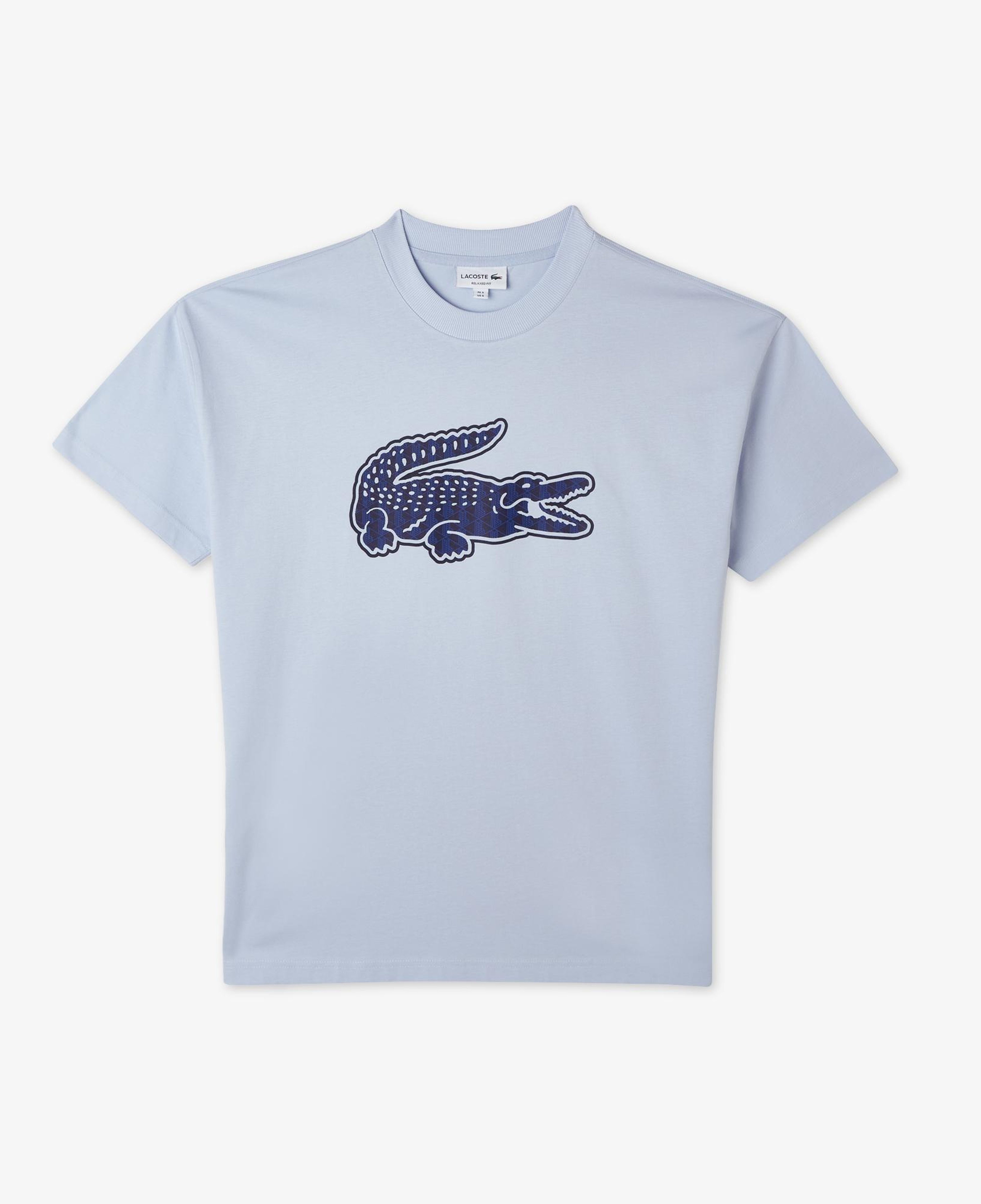 Erkek Relaxed Fit Bisiklet Yaka Baskılı Mavi T-Shirt