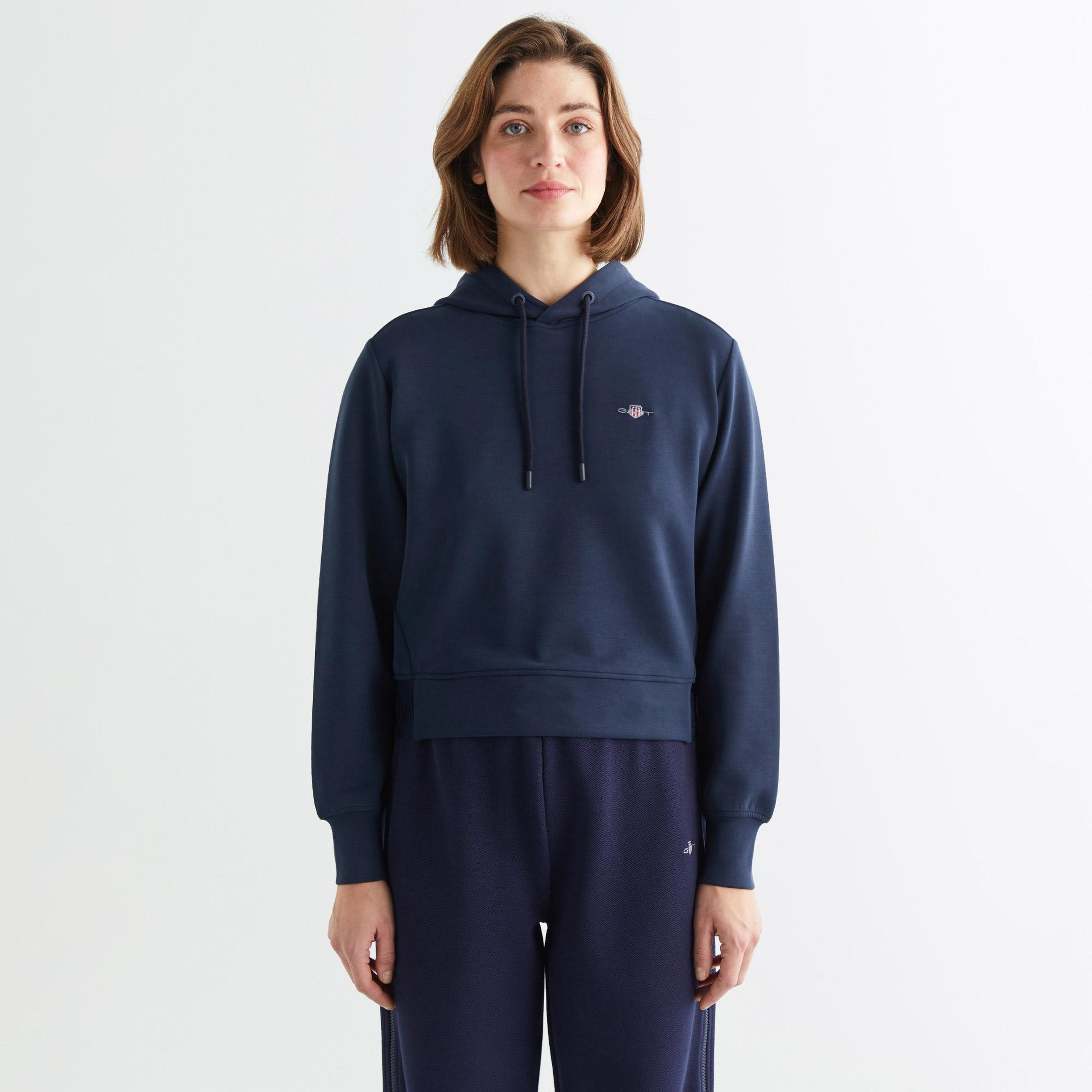 GANT Kadın Lacivert Regular Fit Kapüşonlu Sweatshirt