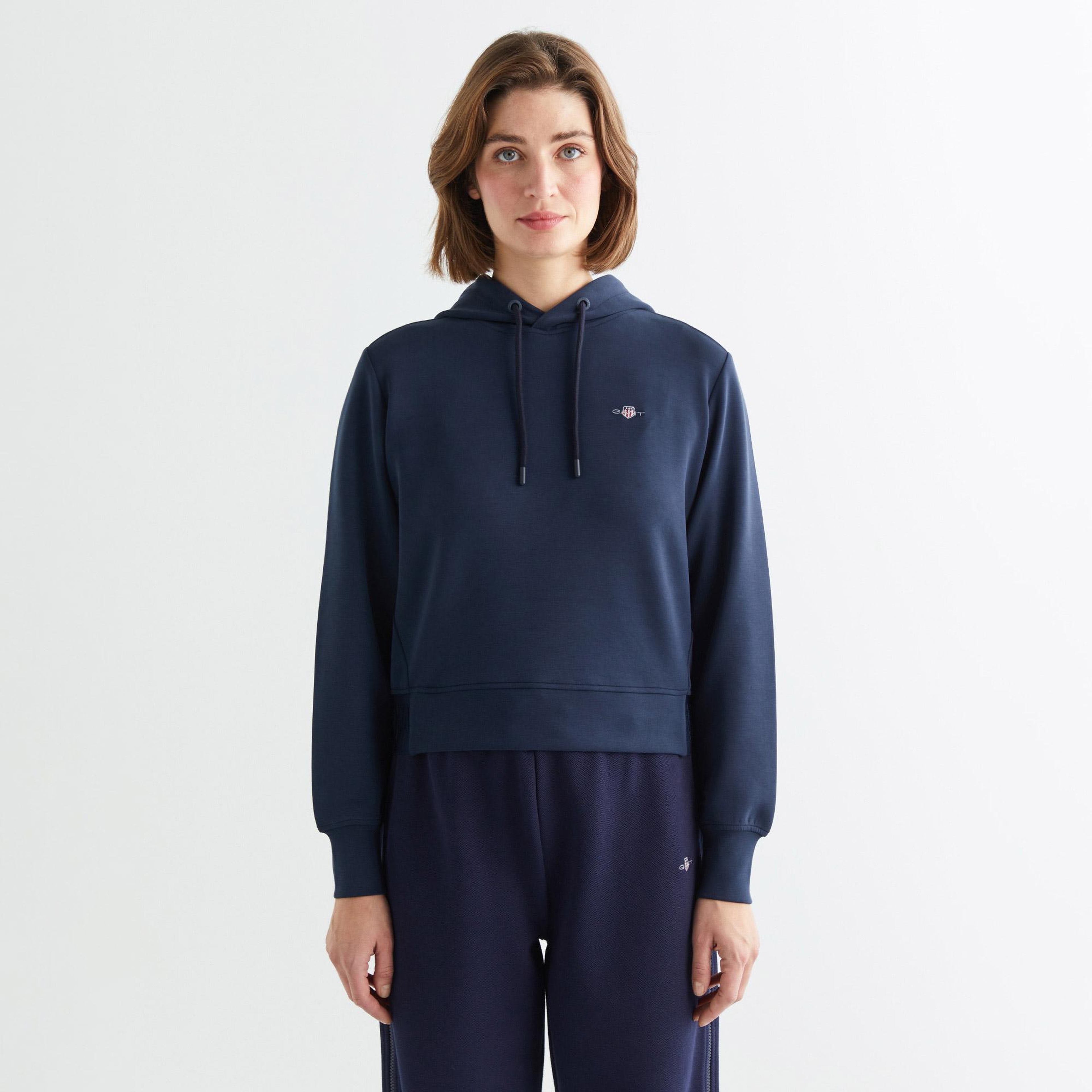 GANT Kadın Lacivert Regular Fit Kapüşonlu Sweatshirt