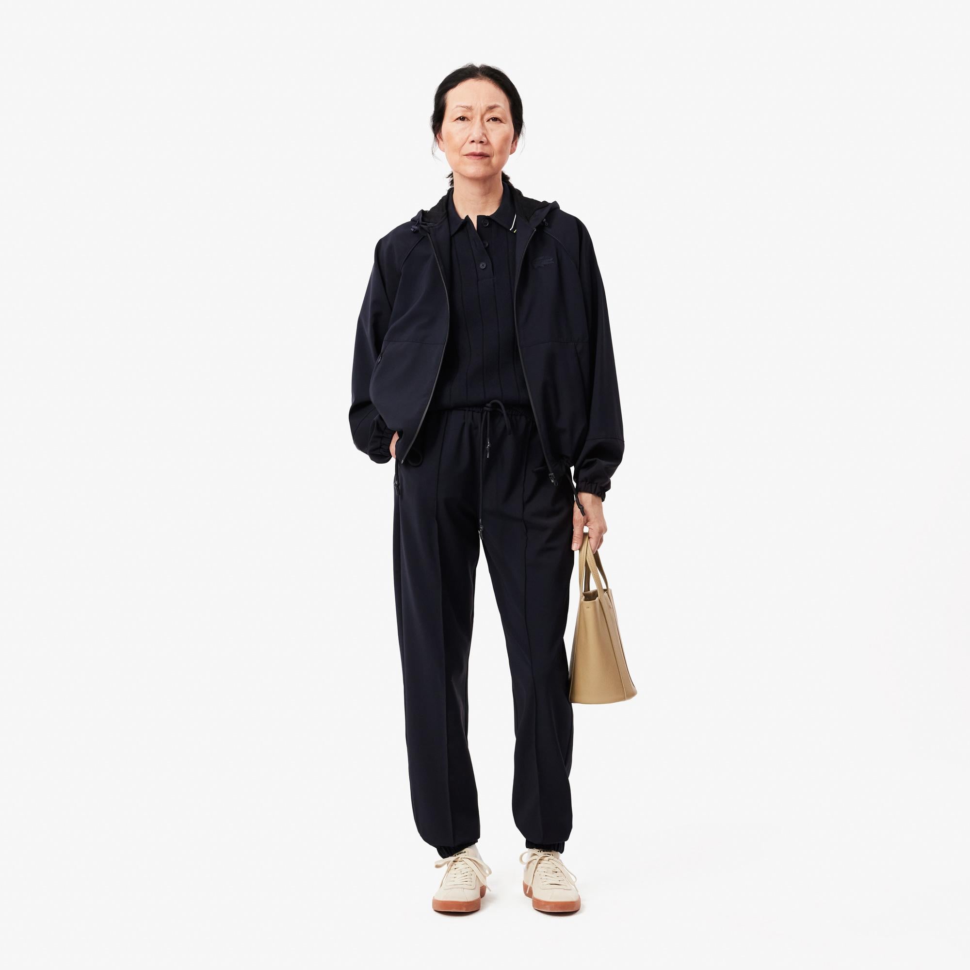 Kadın Oversize Fit Lacivert Yün Karışımlı Pantolon