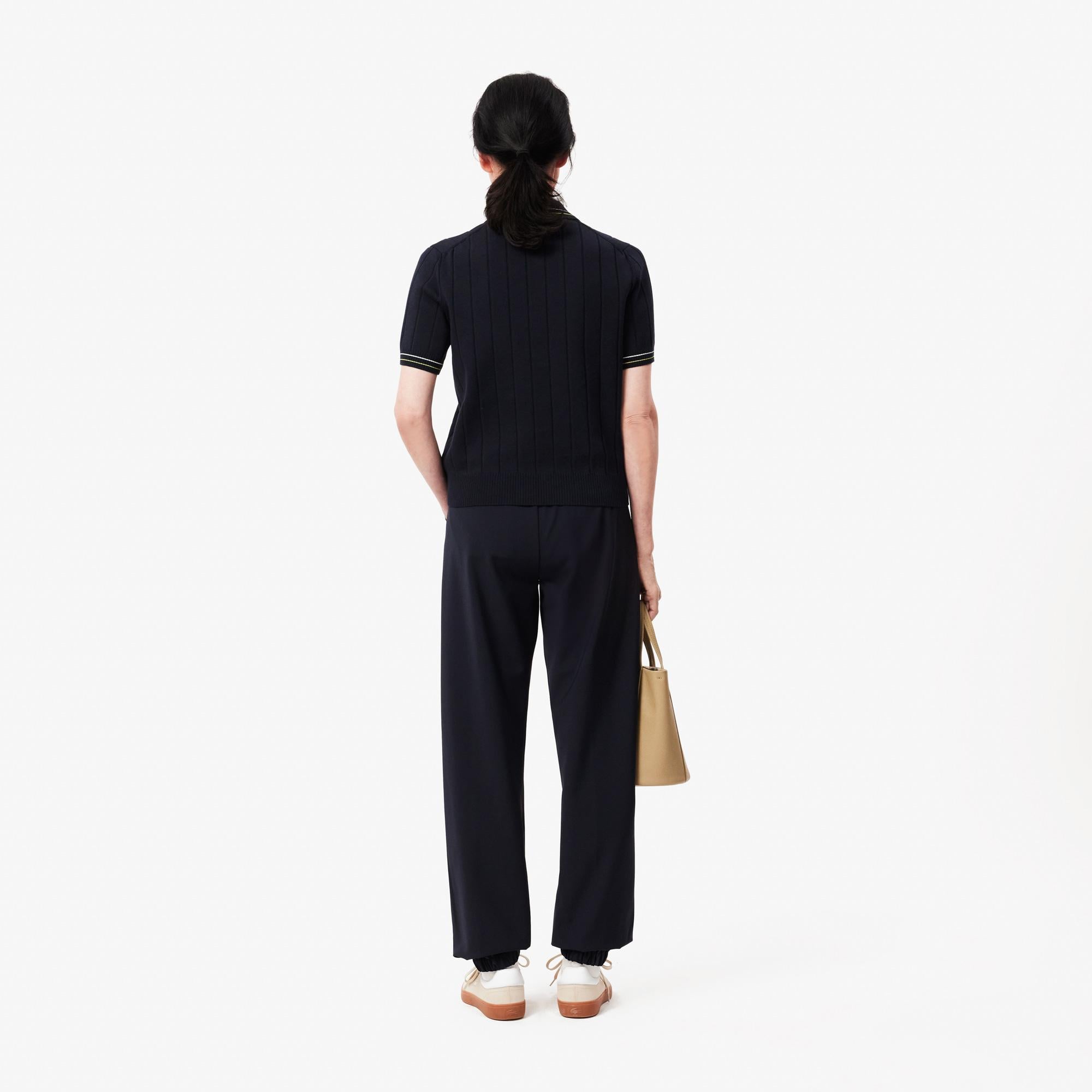 Kadın Oversize Fit Lacivert Yün Karışımlı Pantolon