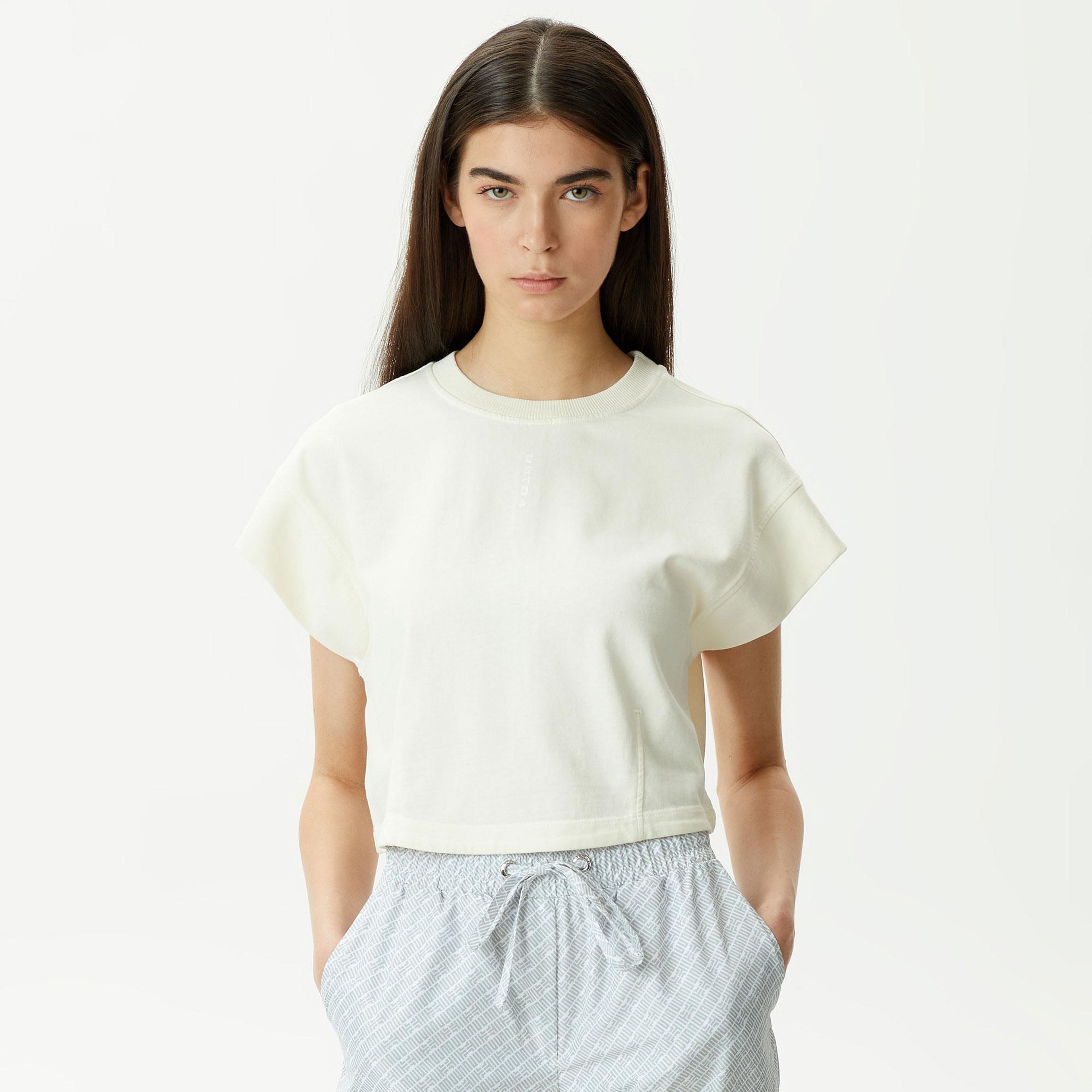 UNITED4 Classic Kadın Krem Crop T-Shirt