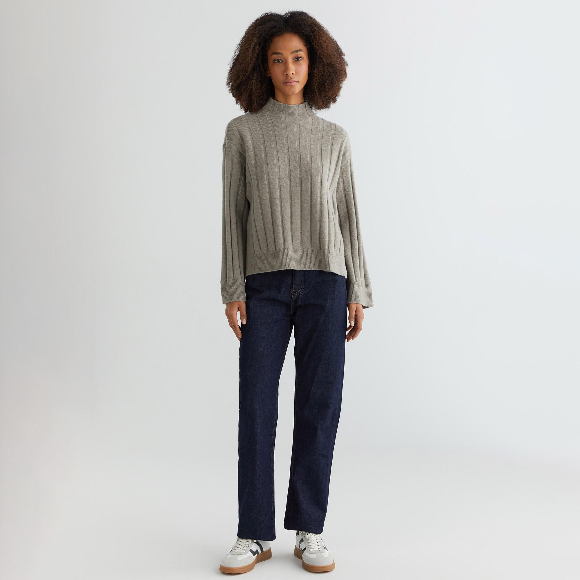GANT Kadın Gri Relaxed Fit Dik Yaka Kazak