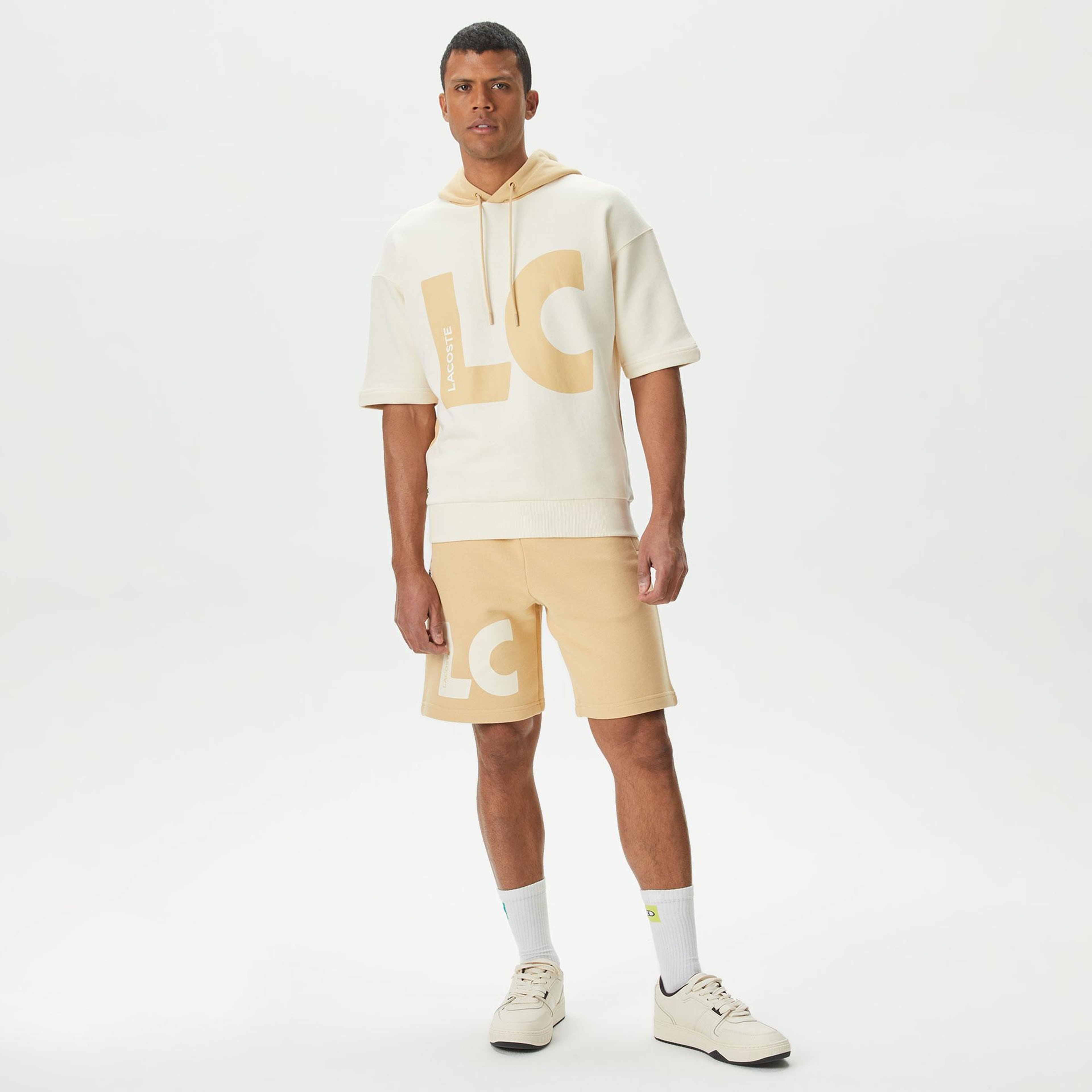 Erkek Relaxed Fit Baskılı Bej Şort