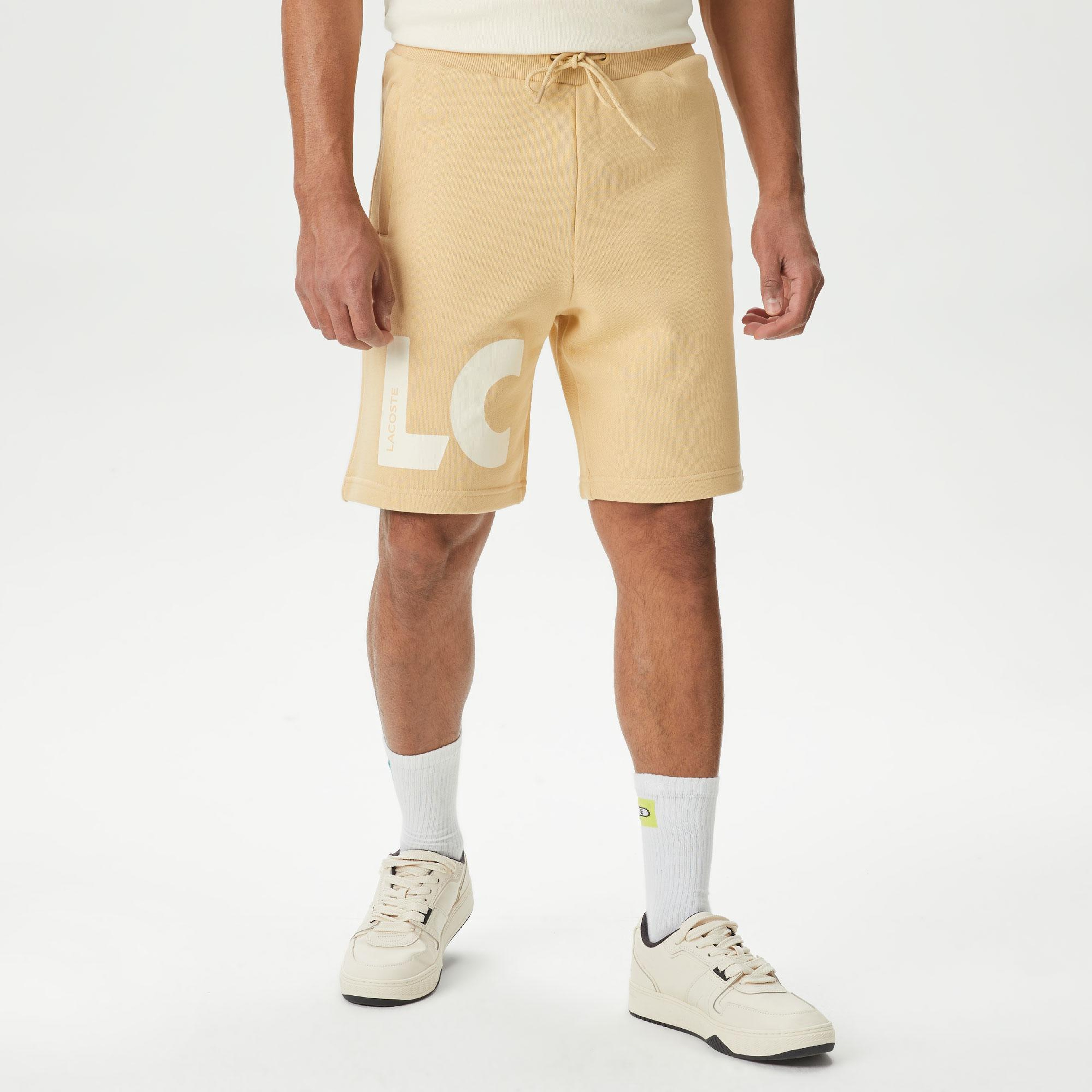 Erkek Relaxed Fit Baskılı Bej Şort