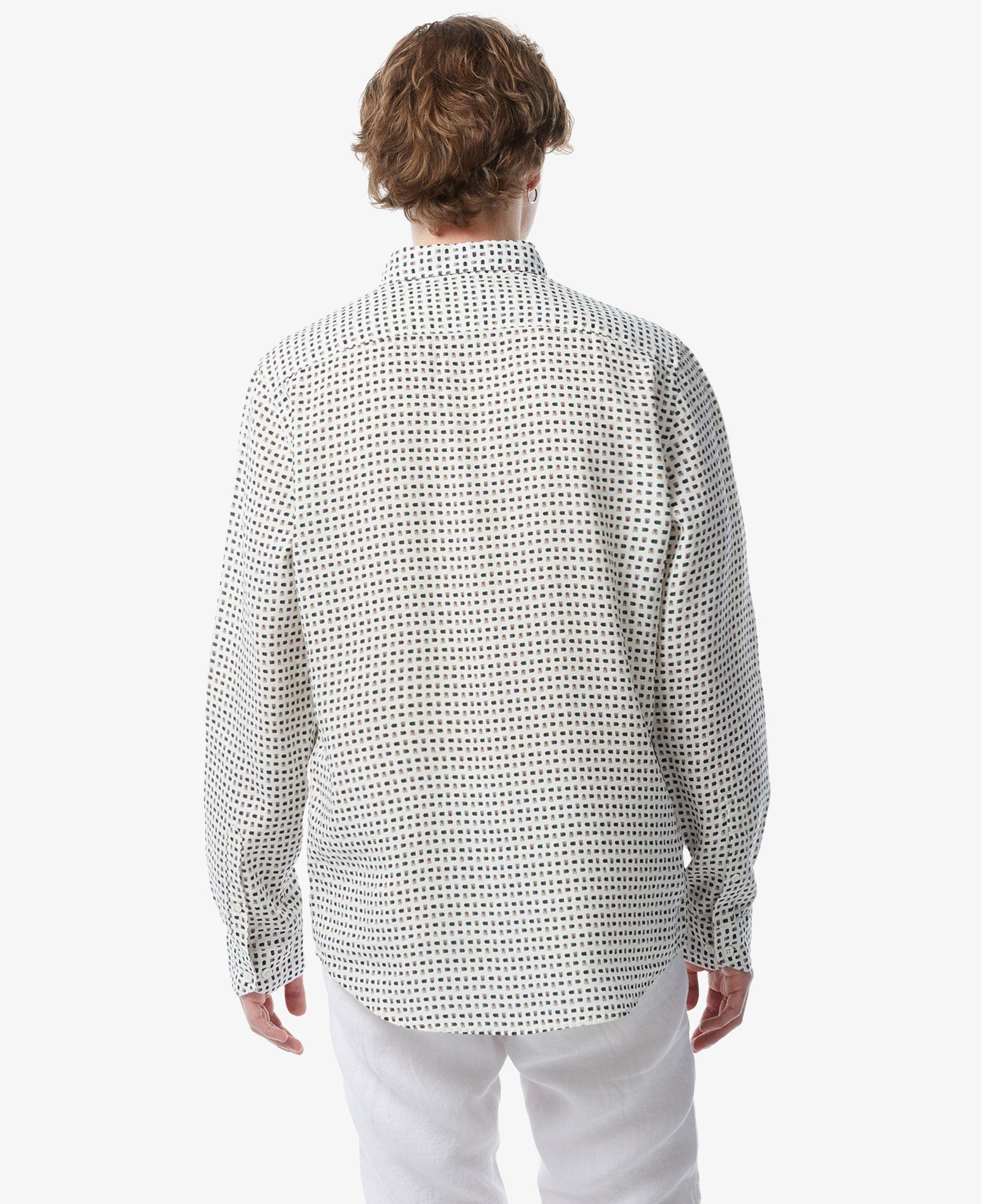 Erkek Slim Fit Düğmeli Yaka Desenli Bej Gömlek