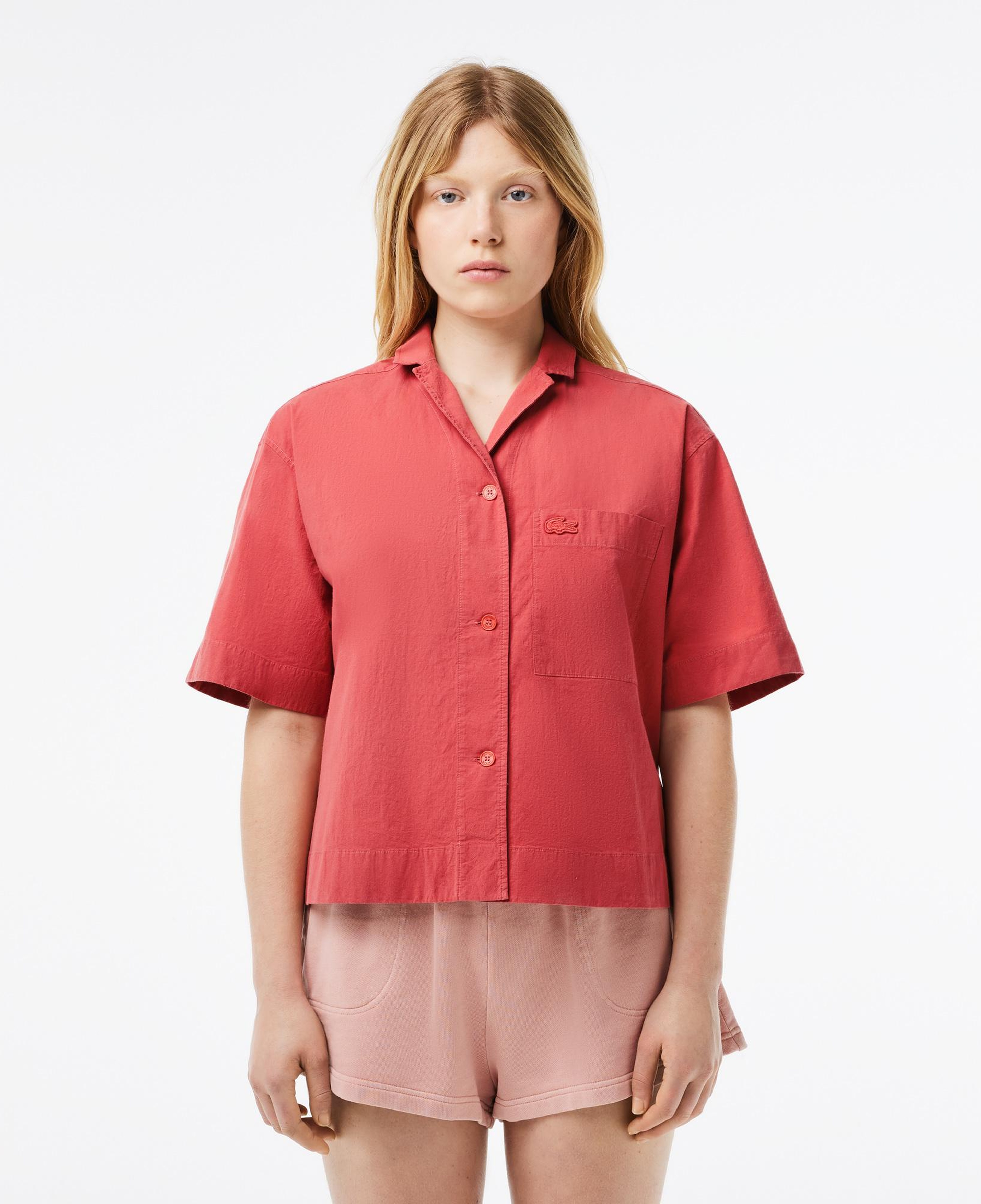Kadın Relaxed Fit Kısa Kollu Pembe Gömlek
