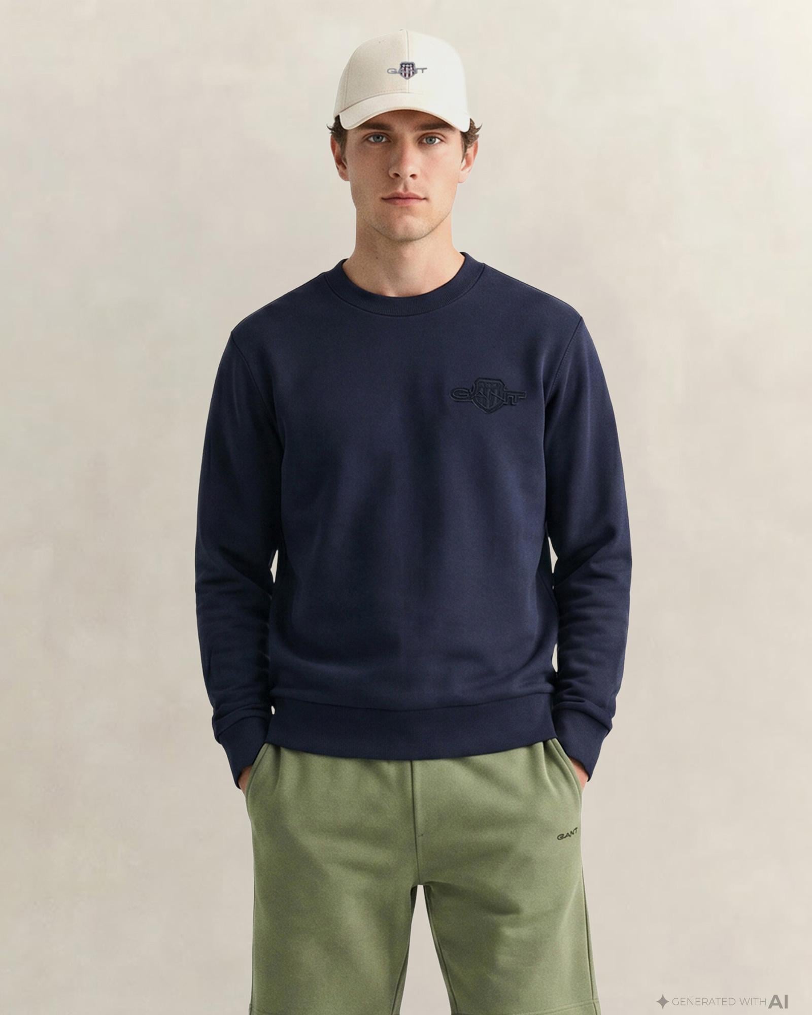 GANT Erkek Lacivert Regular Fit Sweatshirt