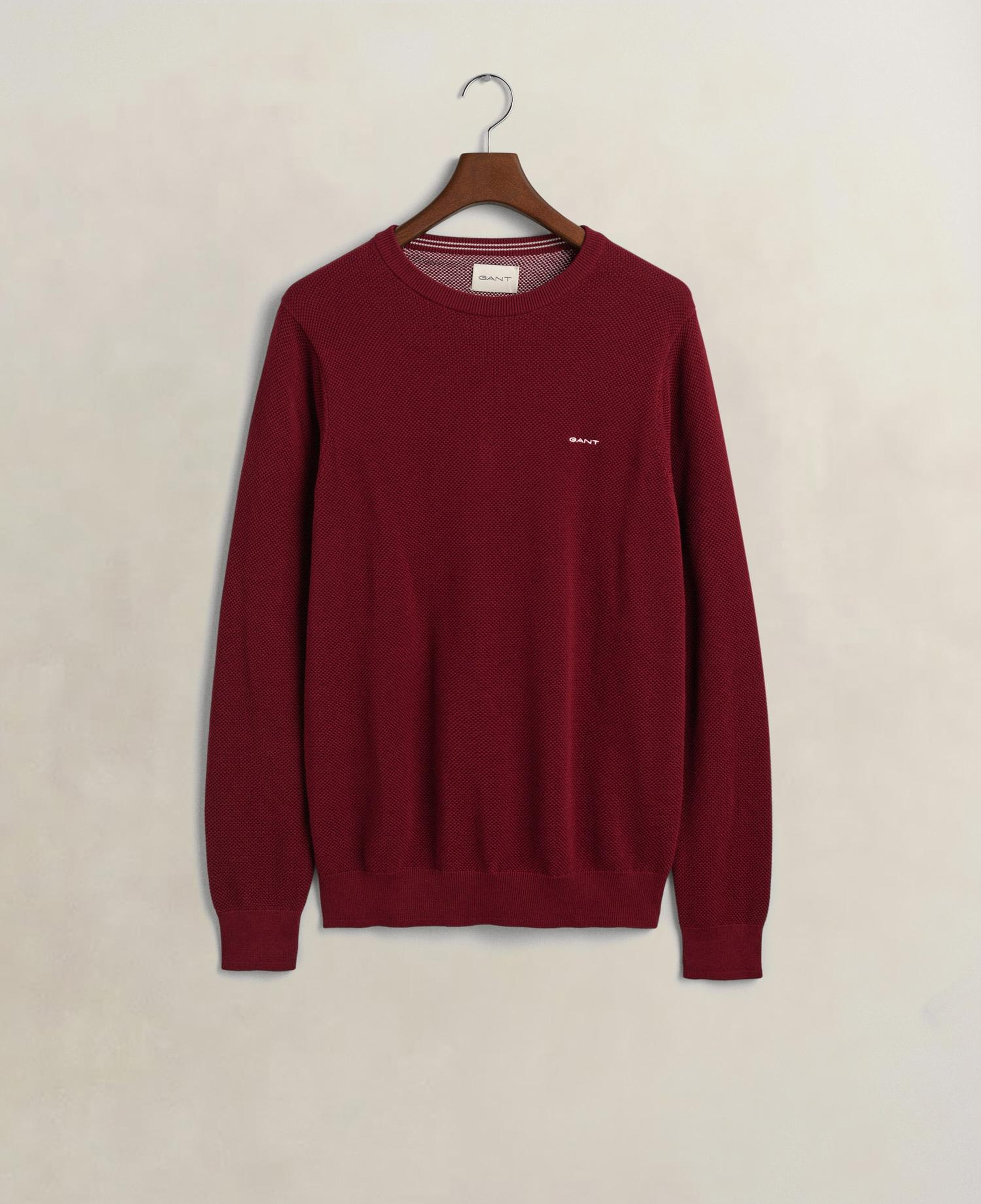 GANT Erkek Bordo Regular Fit Bisiklet Yaka Kazak