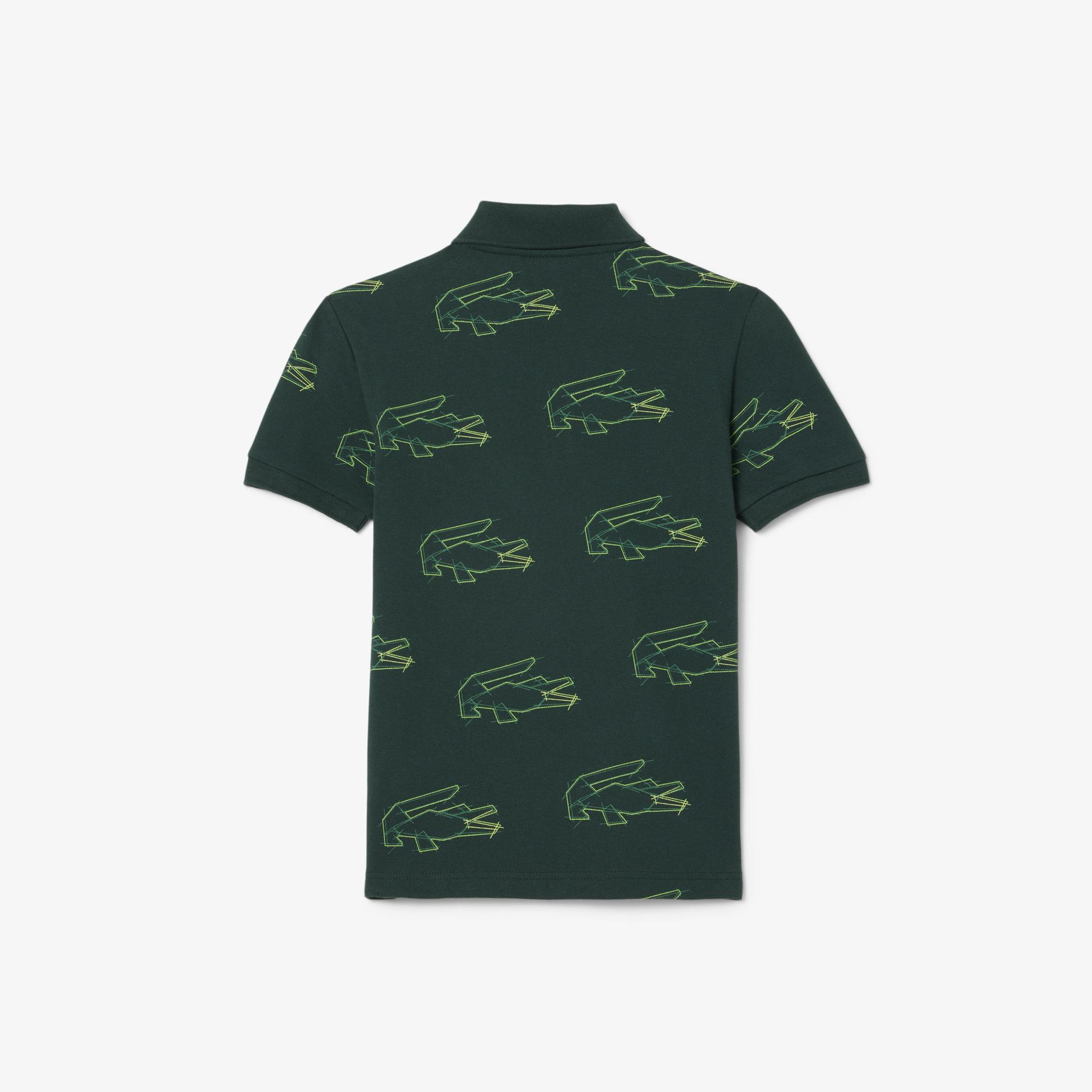 Lacoste Çocuk Baskılı Koyu Yeşil Polo