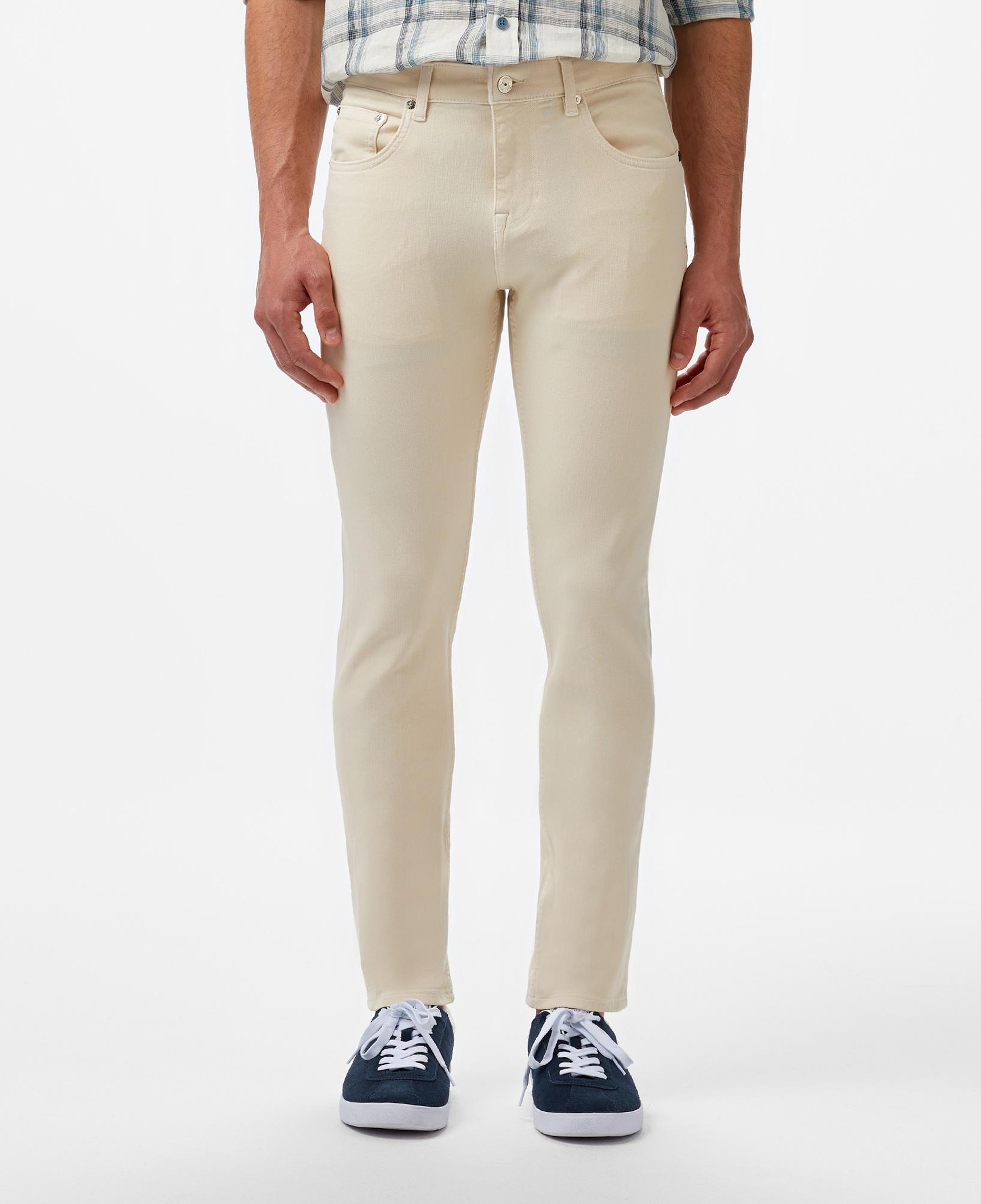 Erkek Slim Fit Krem Jean Pantolon