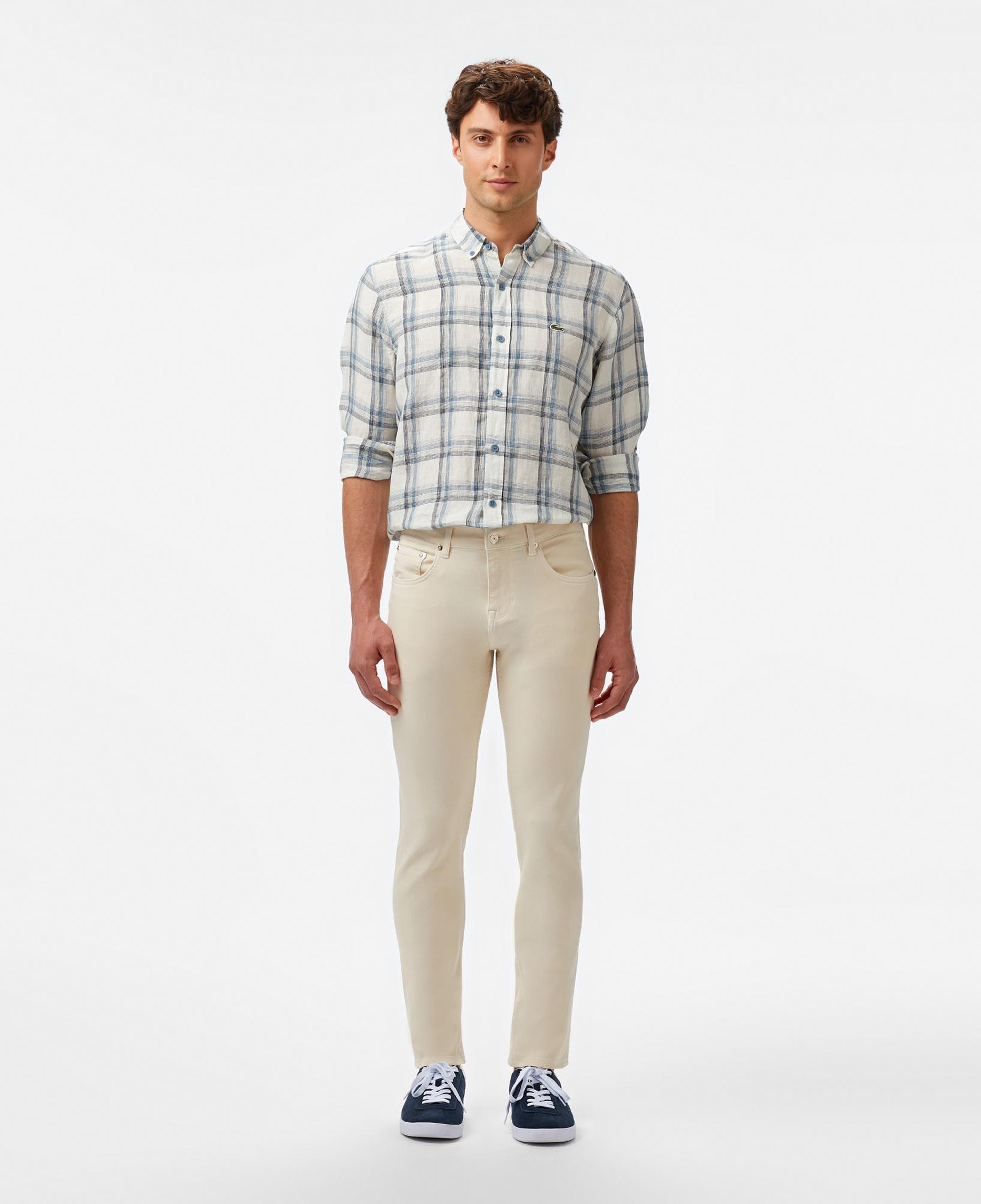 Erkek Slim Fit Krem Jean Pantolon