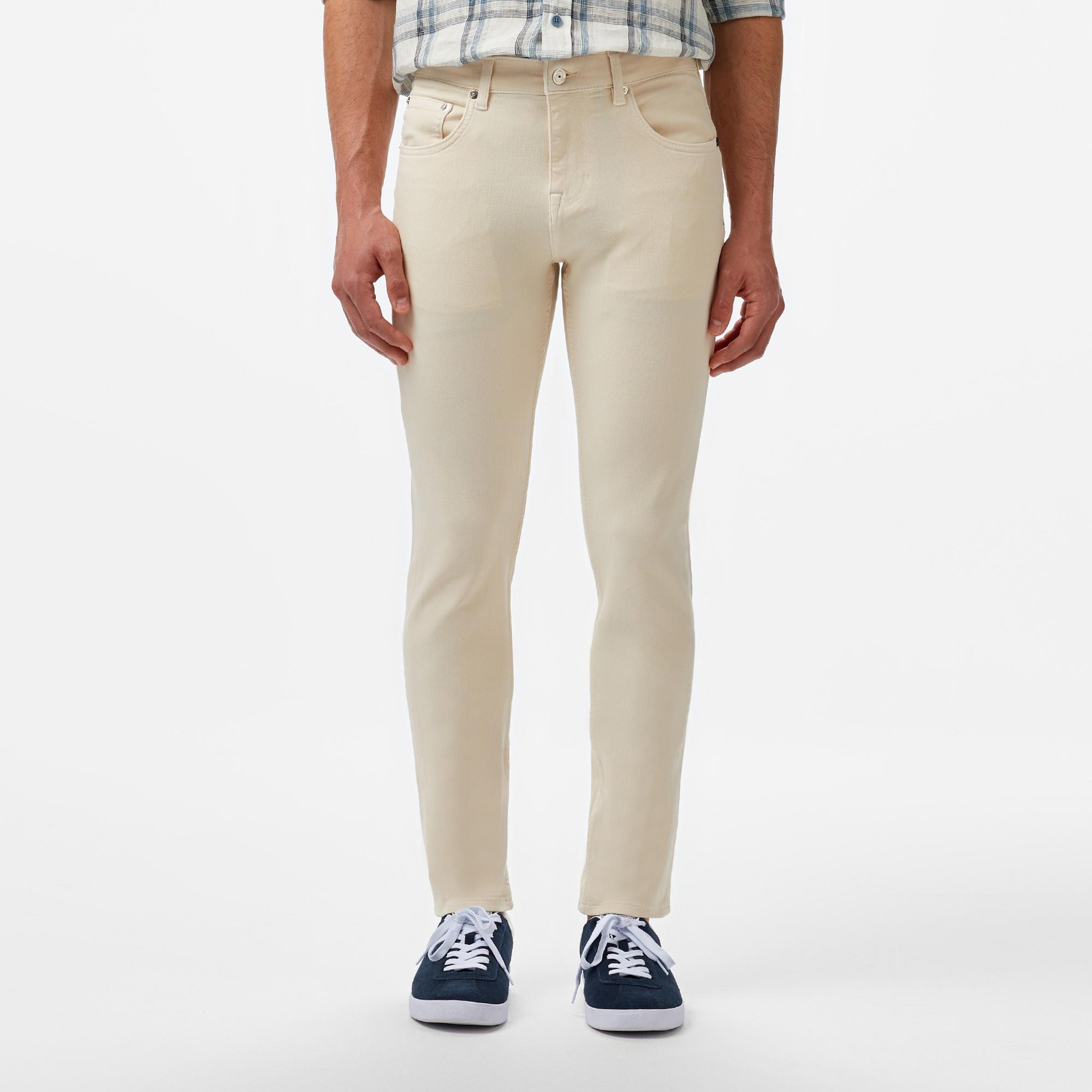 Erkek Slim Fit Krem Jean Pantolon