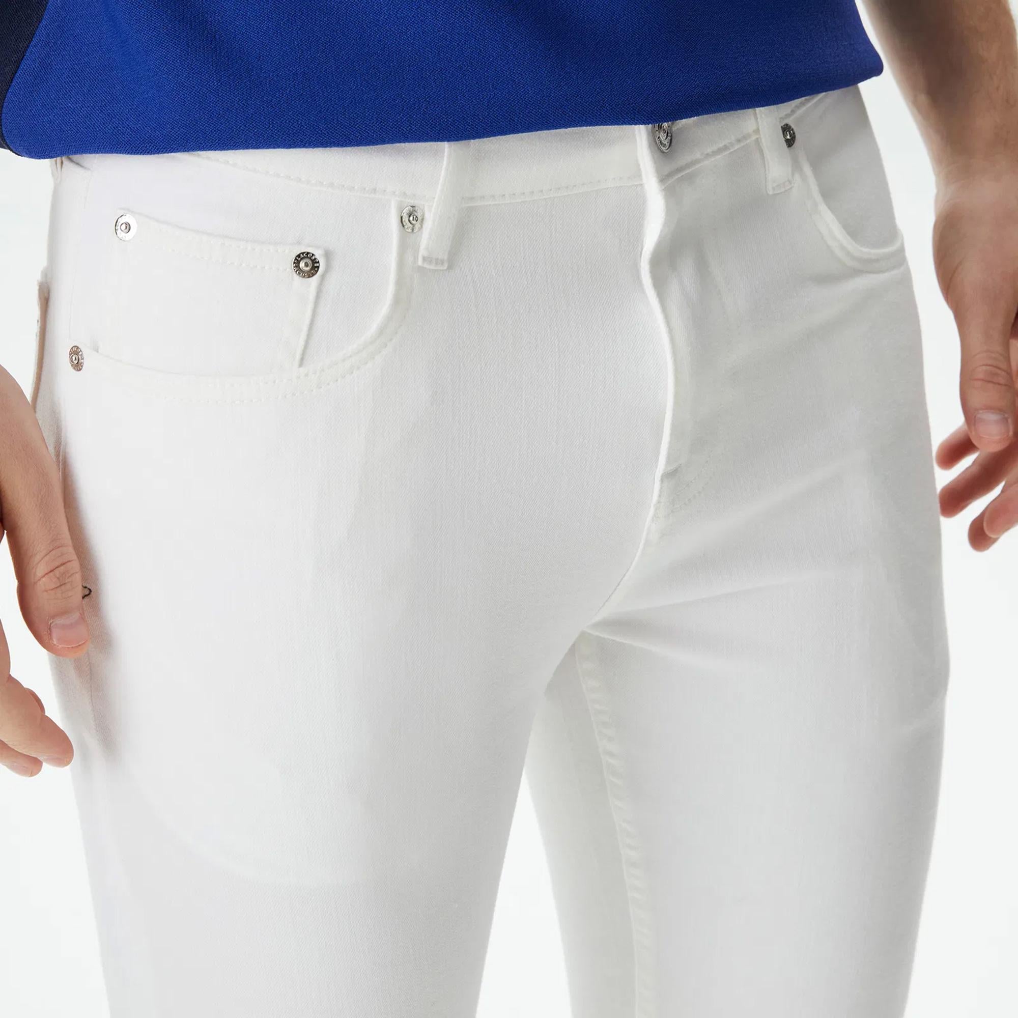 Erkek Slim Fit Beyaz Jean Pantolon
