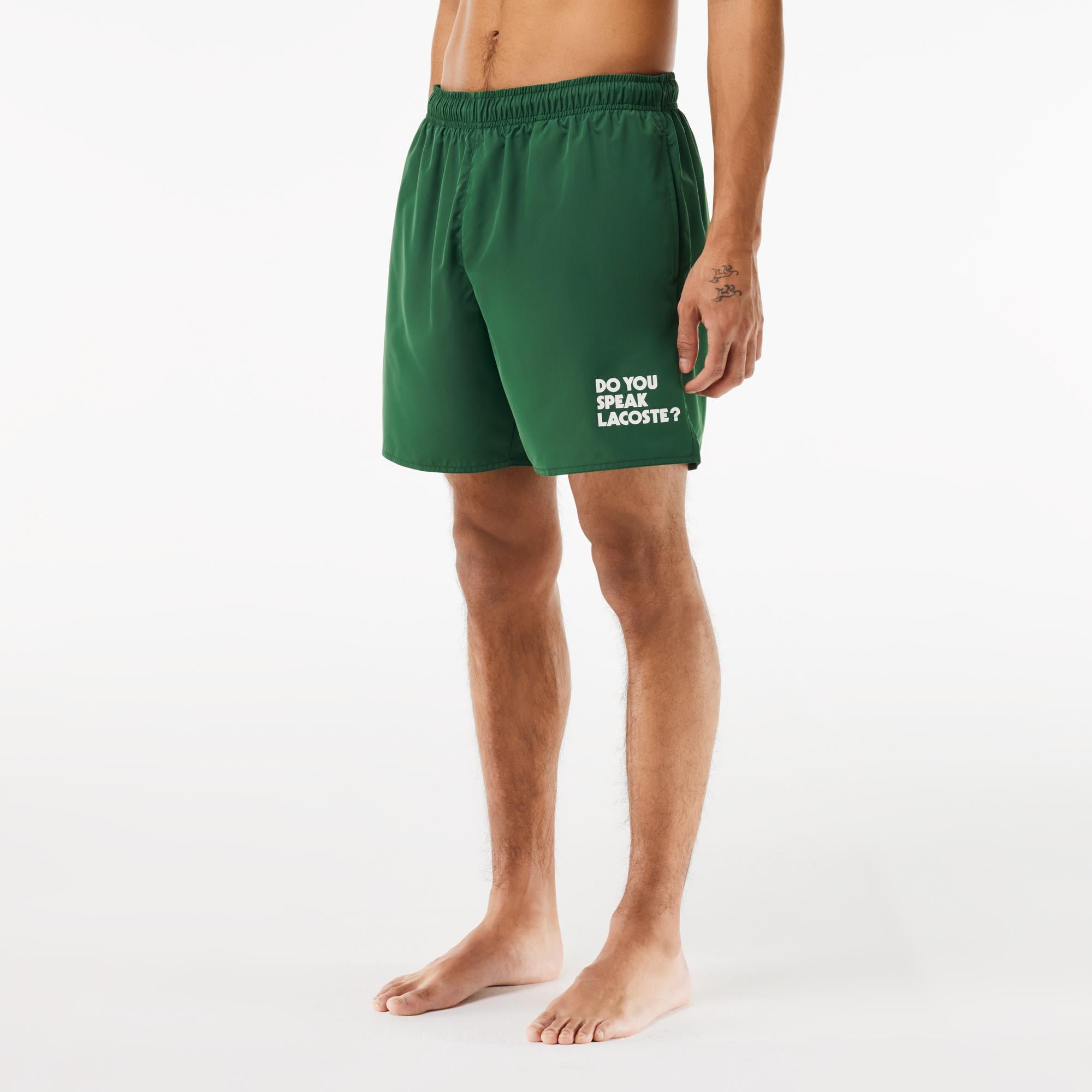Lacoste Erkek Baskılı Yeşil Deniz Şortu