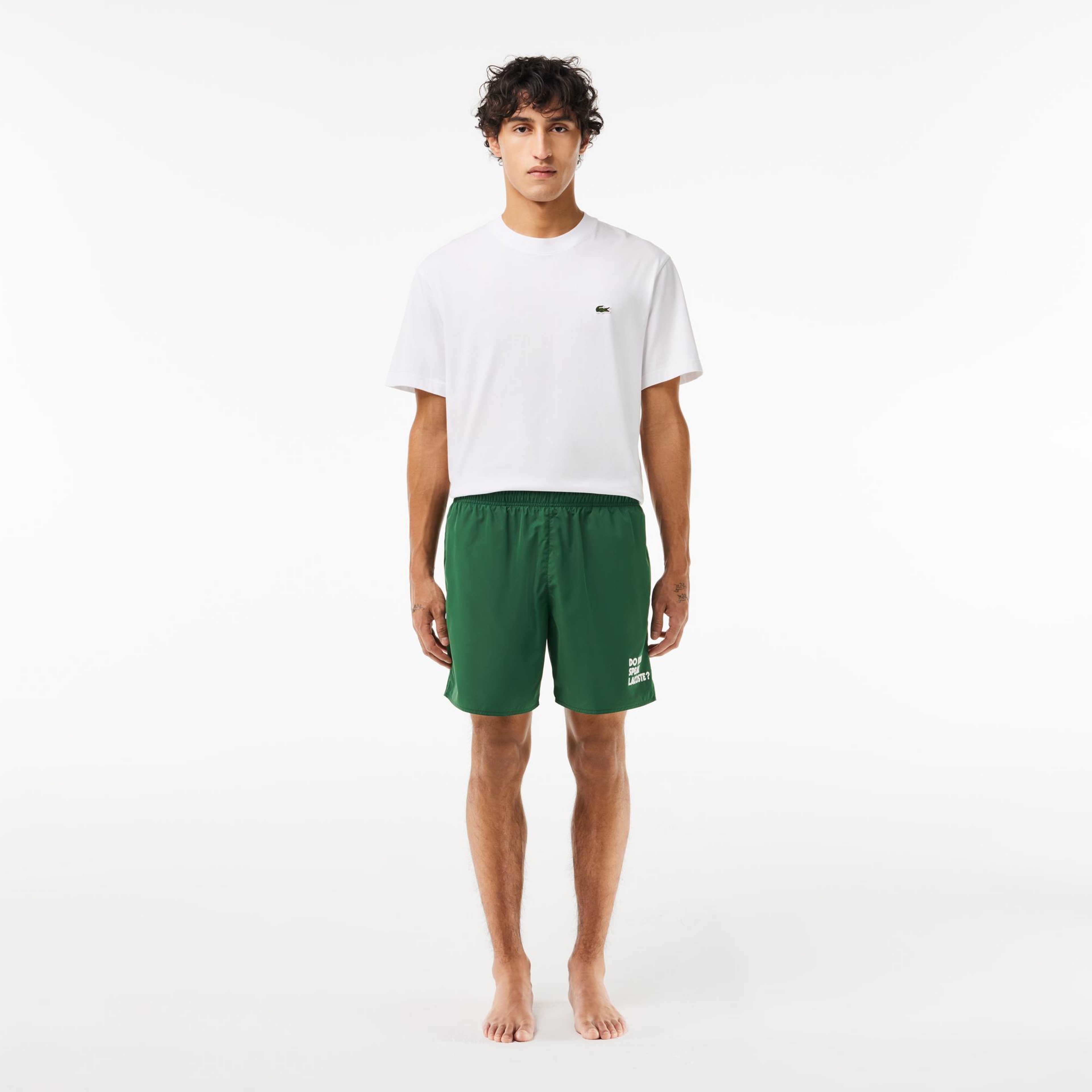 Lacoste Erkek Baskılı Yeşil Deniz Şortu