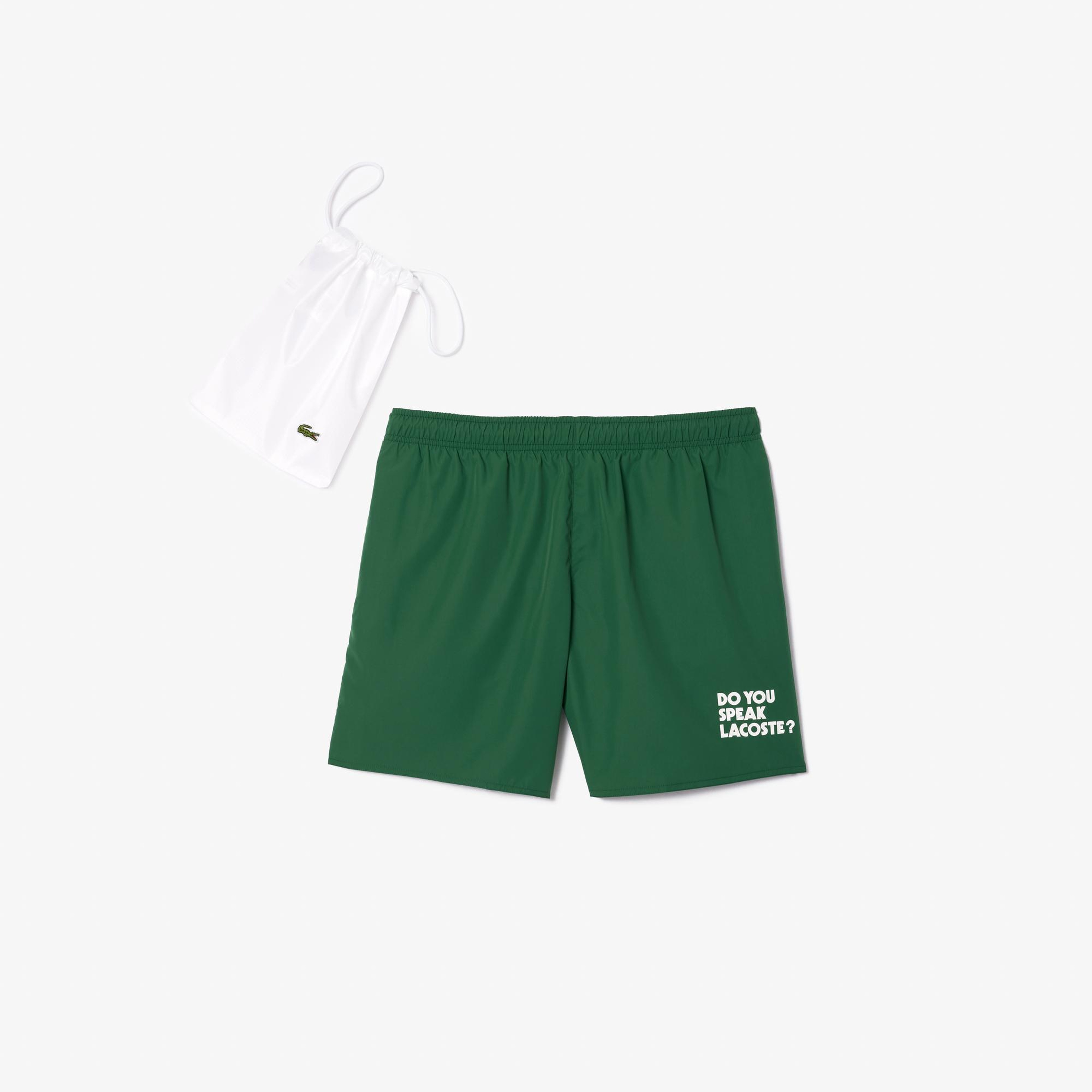 Lacoste Erkek Baskılı Yeşil Deniz Şortu