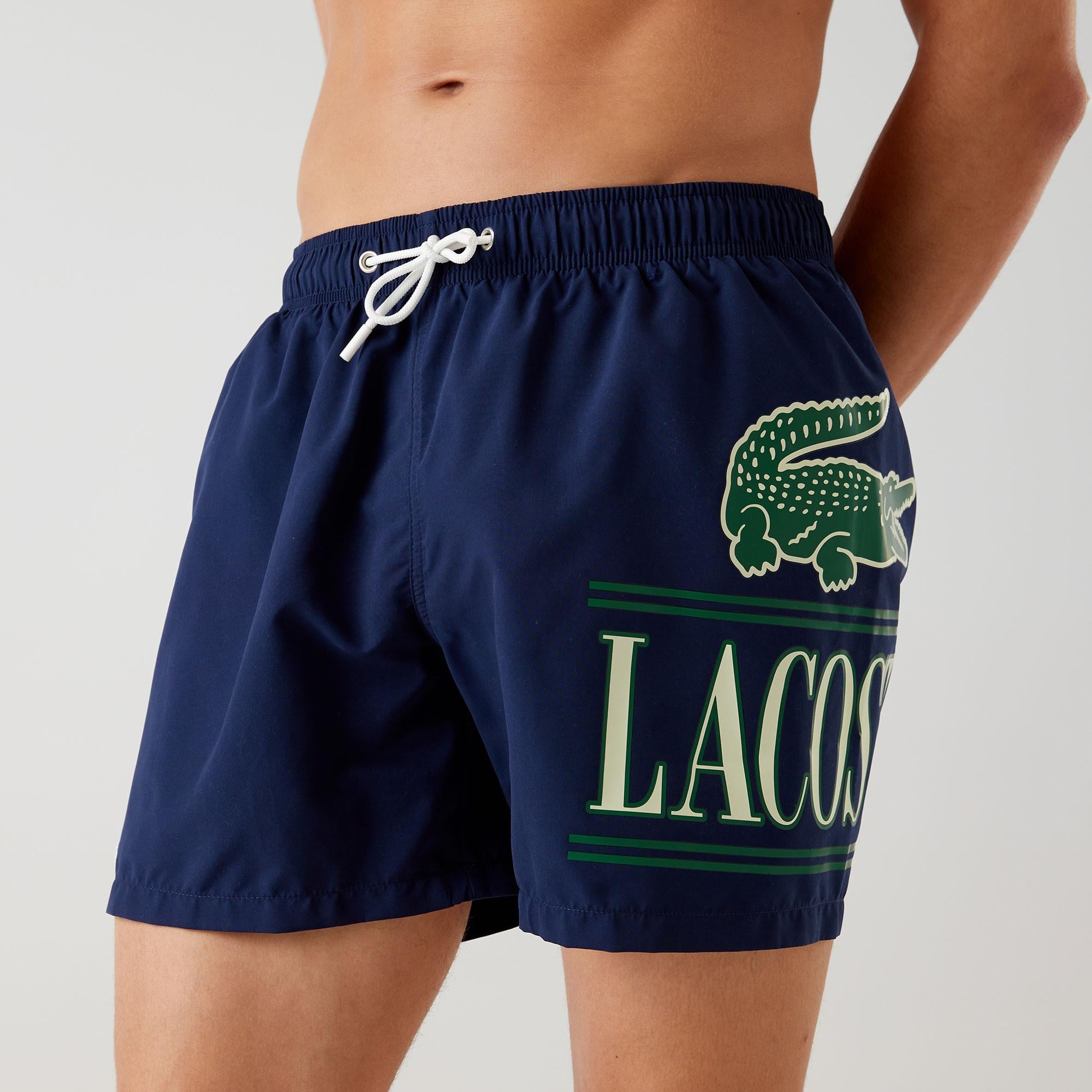 Lacoste Baskılı Erkek Lacivert Deniz Şortu