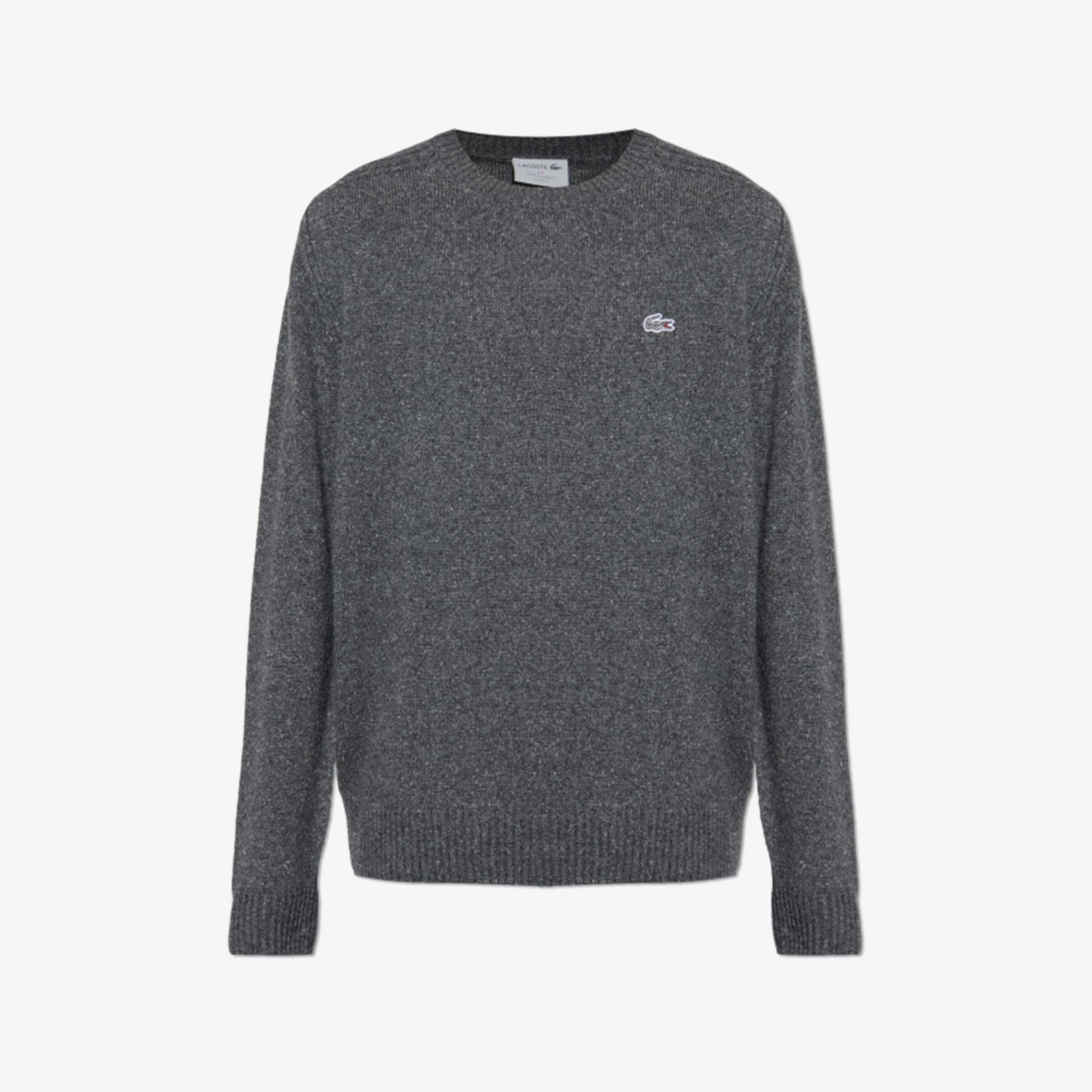 Lacoste Made Slub Erkek Gri Yün Karışımlı Kazak