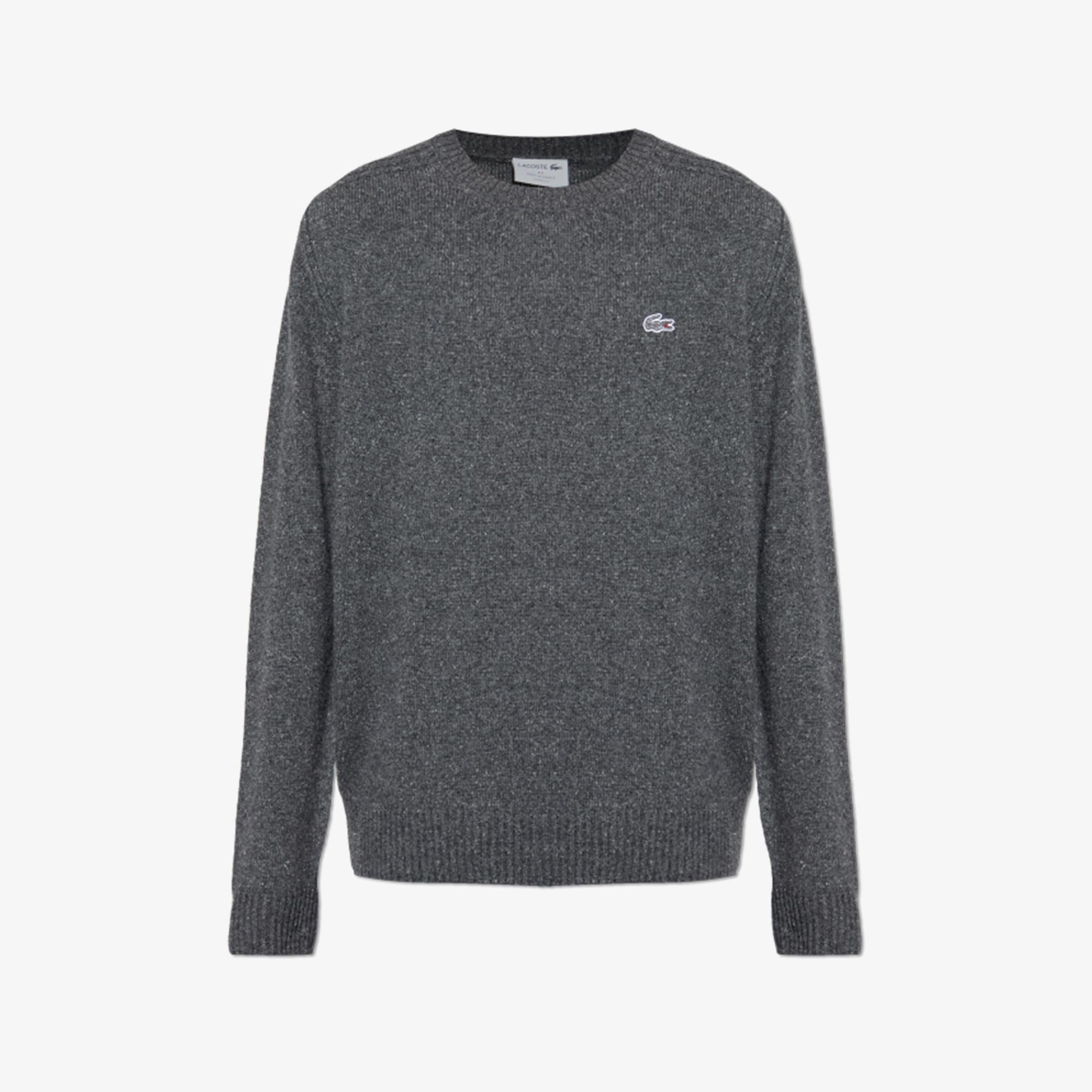 Lacoste Made Slub Erkek Gri Yün Karışımlı Kazak
