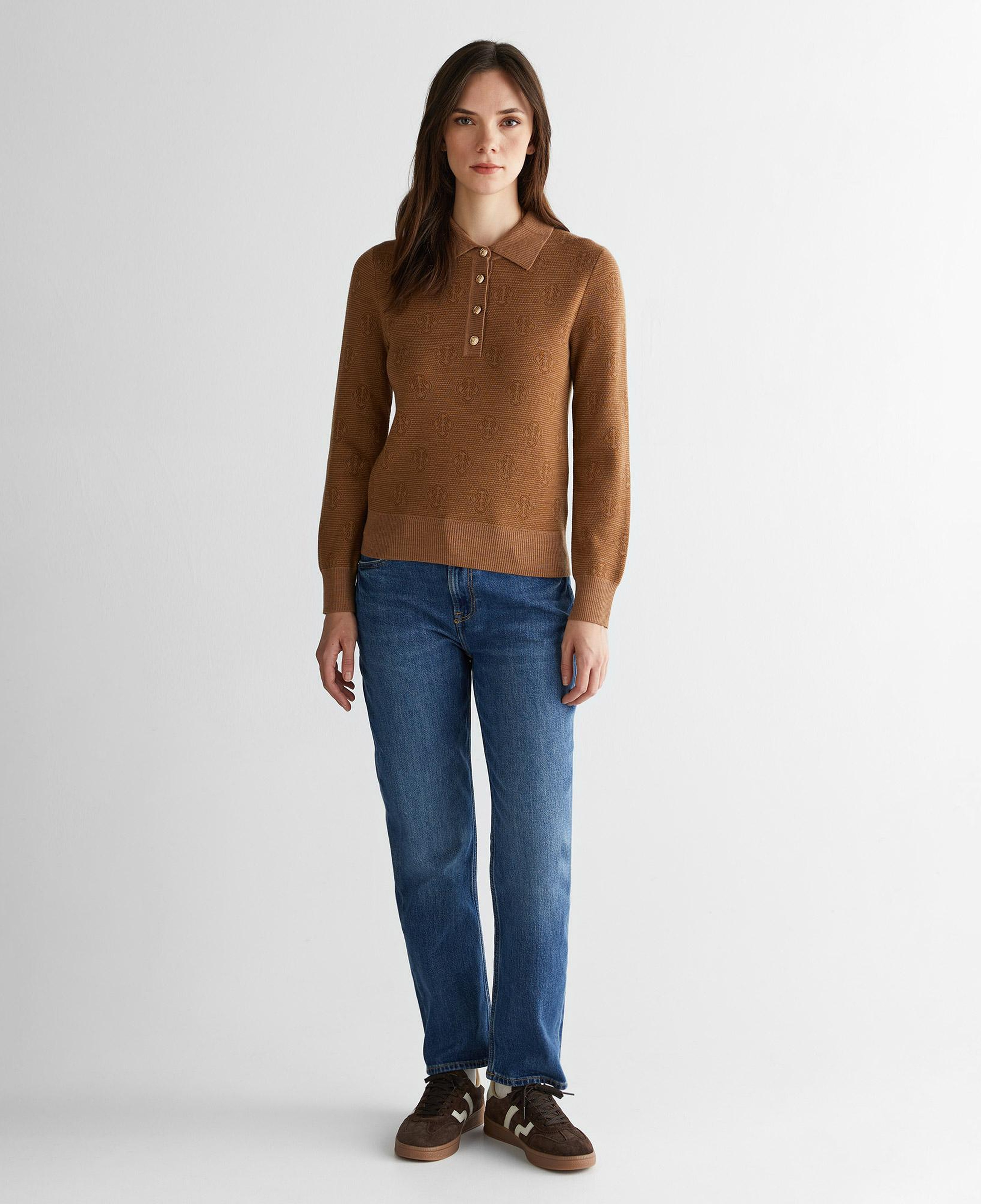 GANT Kadın Kahverengi Regular Fit Polo Yaka Triko