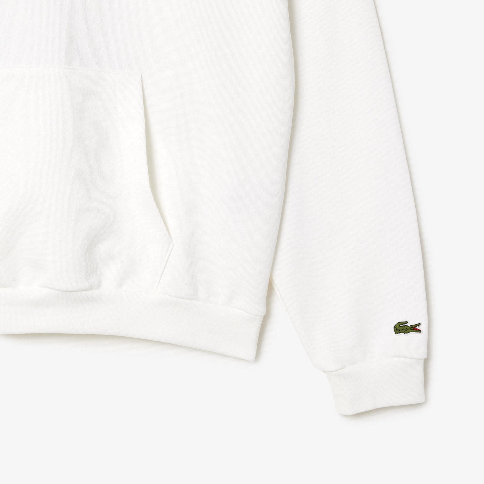Erkek Loose Fit Kapüşonlu Baskılı Beyaz Sweatshirt
