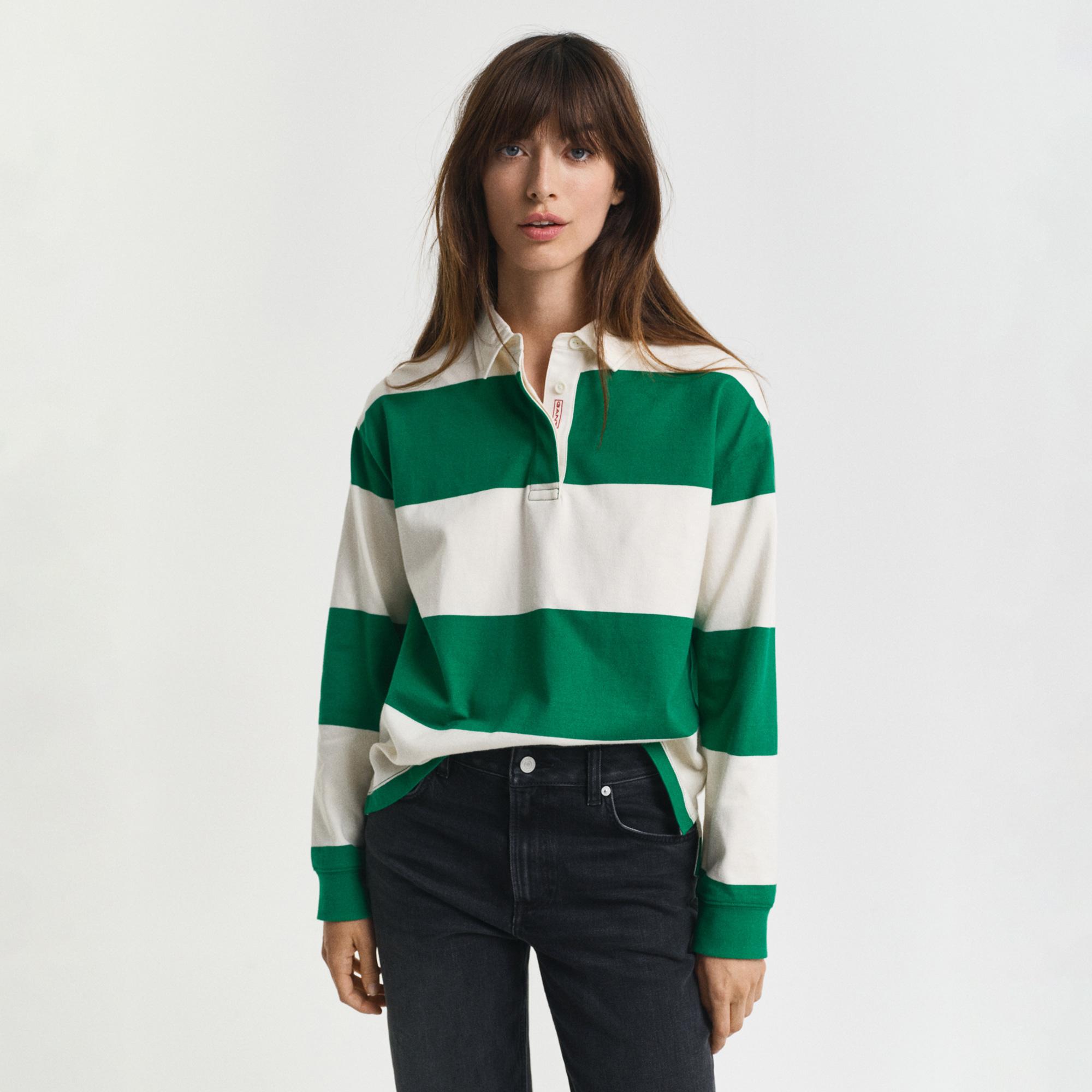 GANT Kadın Yeşil Regular Fit Polo Yaka Rugby T-Shirt