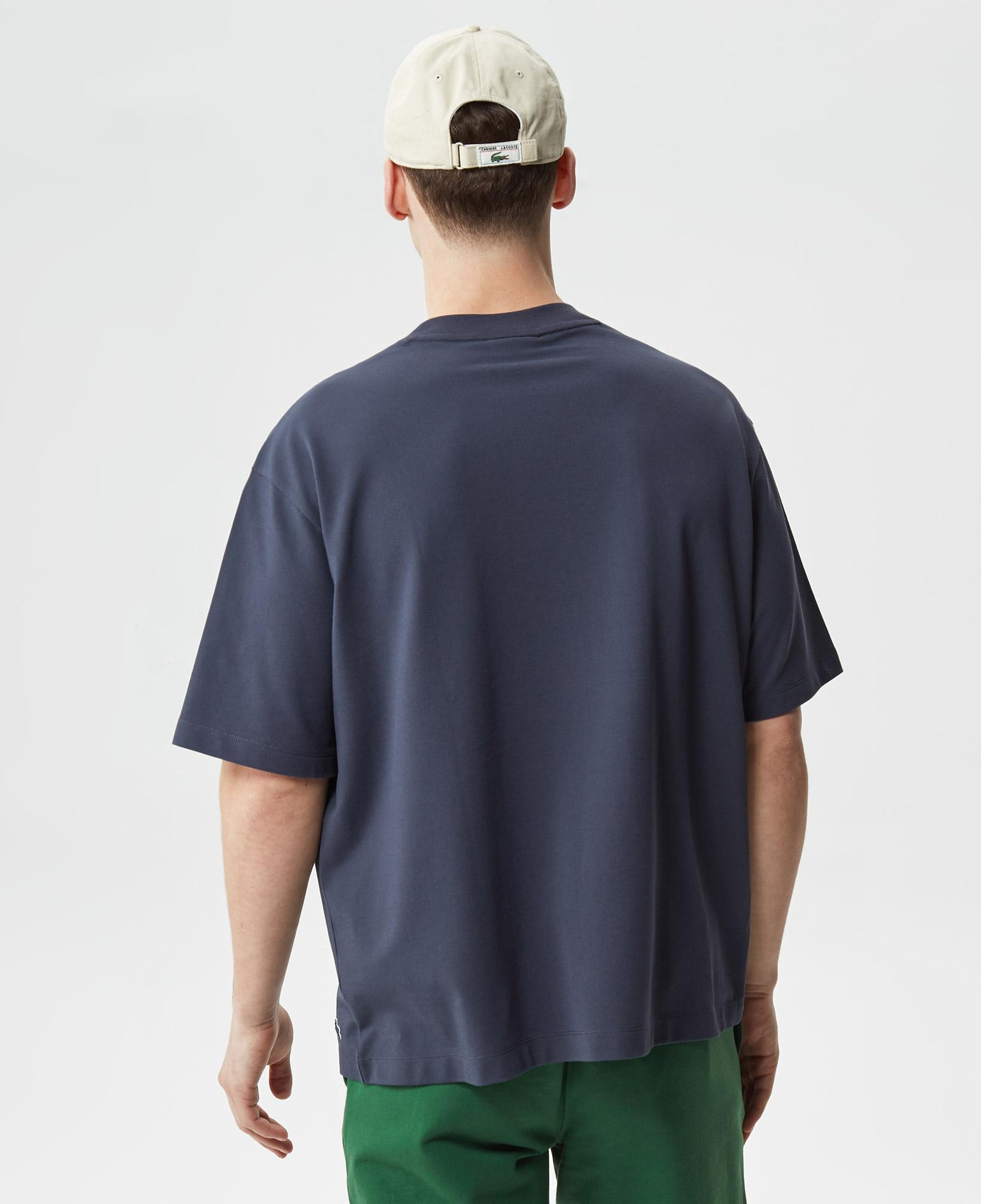 Erkek Loose Fit Bisiklet Yaka Organik Pamuk Baskılı Lacivert T-Shirt