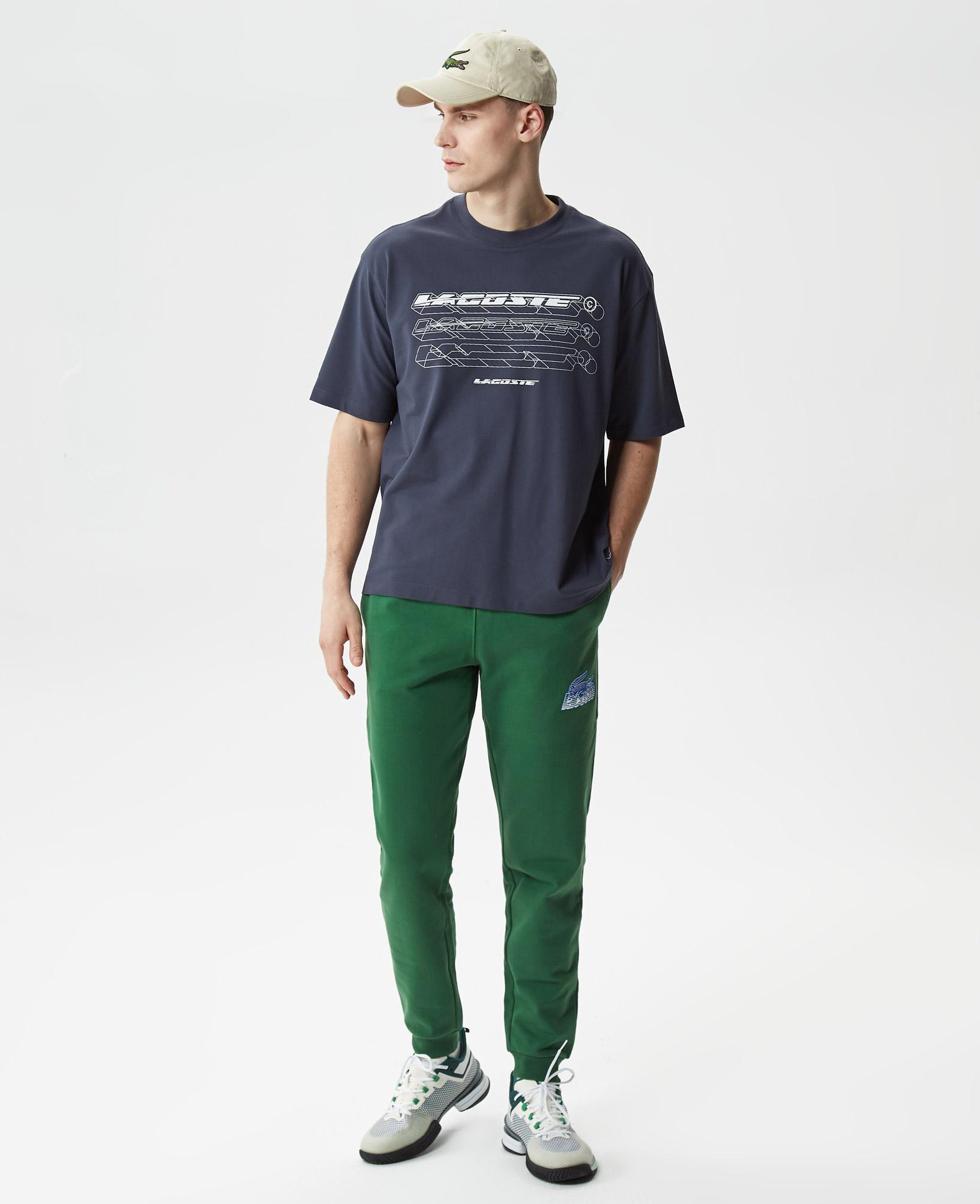 Erkek Loose Fit Bisiklet Yaka Organik Pamuk Baskılı Lacivert T-Shirt