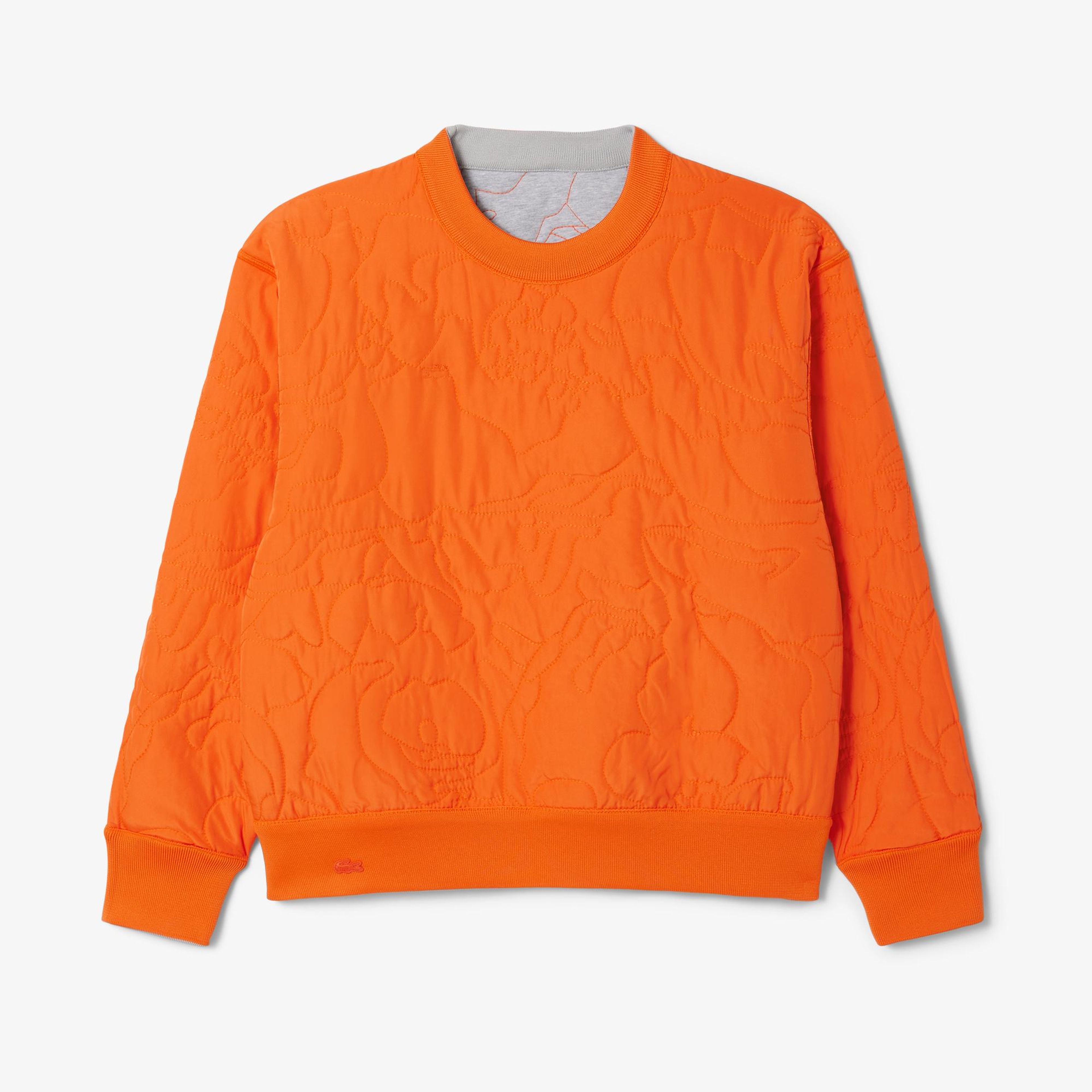 Kadın Oversize Fit Bisiklet Yaka Çift Taraflı Desenli Gri Sweatshirt