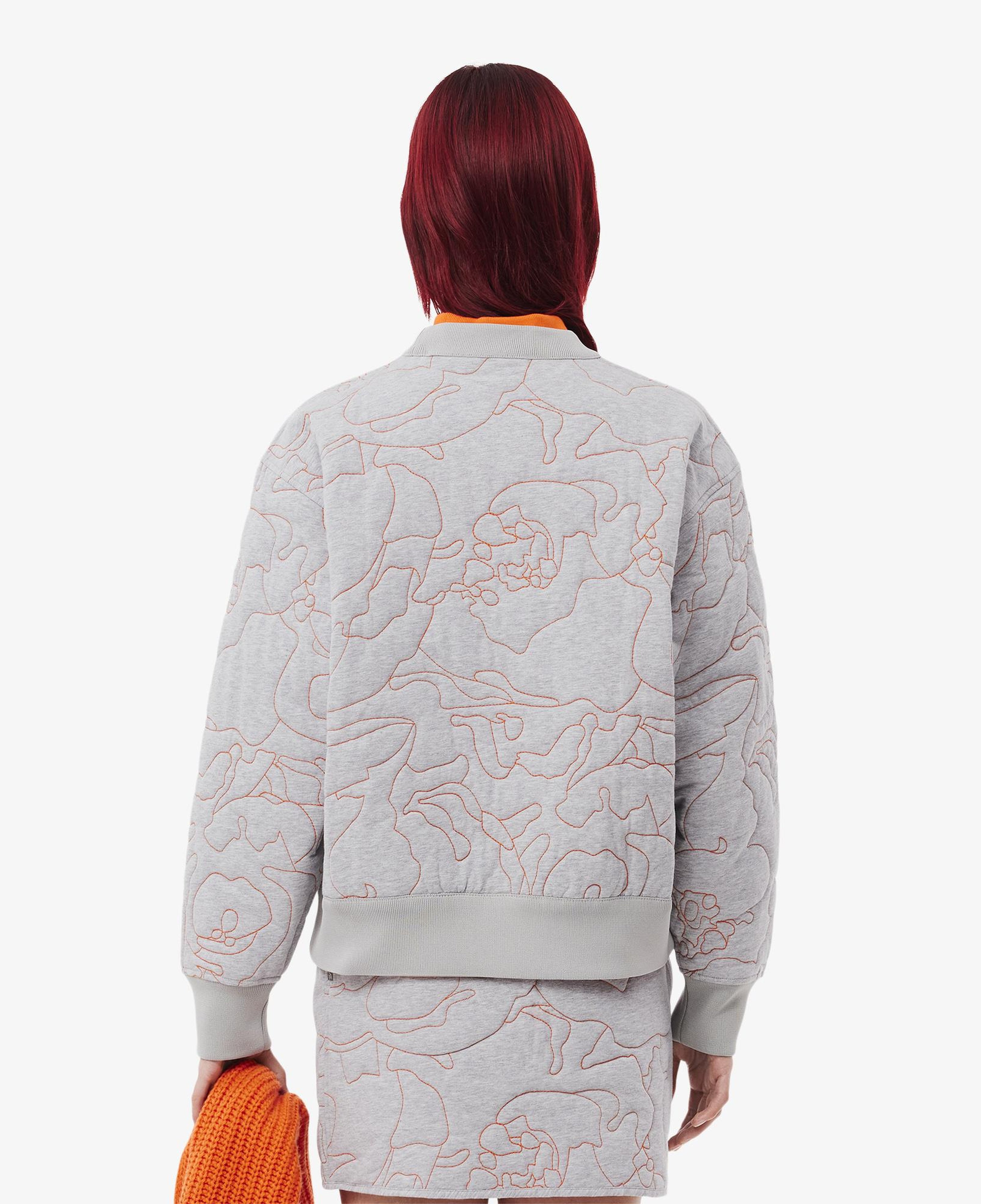 Kadın Oversize Fit Bisiklet Yaka Çift Taraflı Desenli Gri Sweatshirt