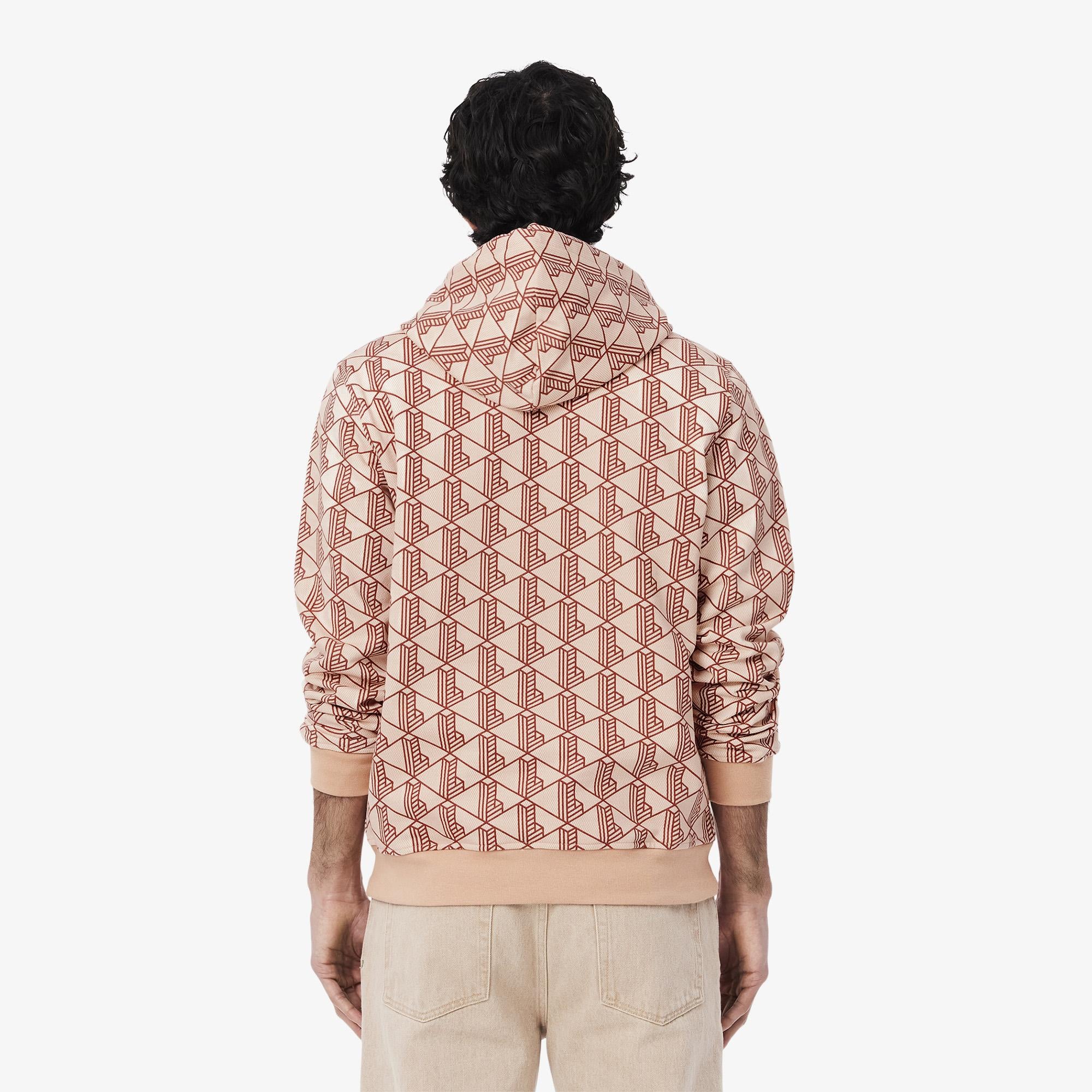 Lacoste Relaxed Fit Monogram Erkek Kahverengi Sweatshirt