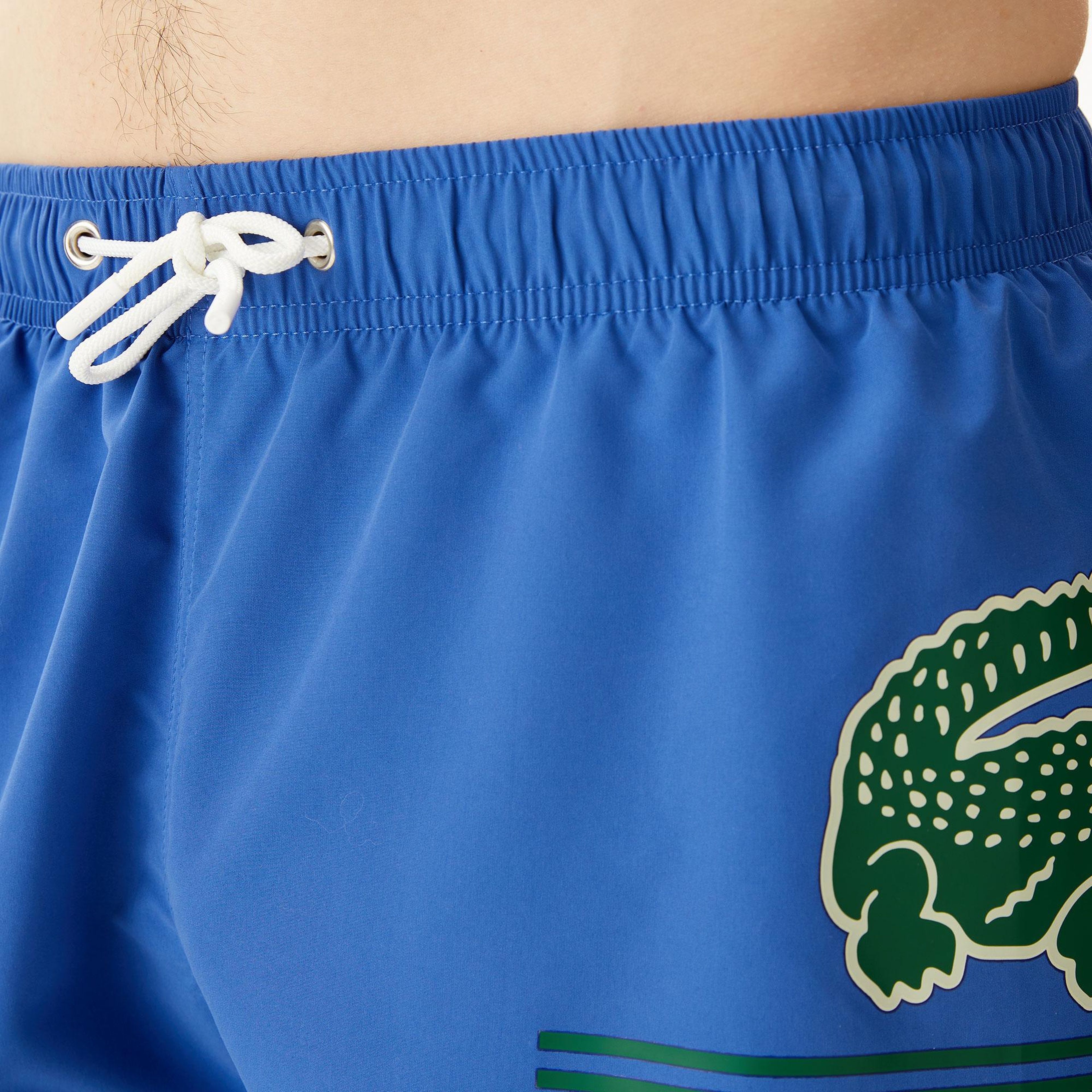 Lacoste Baskılı Erkek Mavi Deniz Şortu