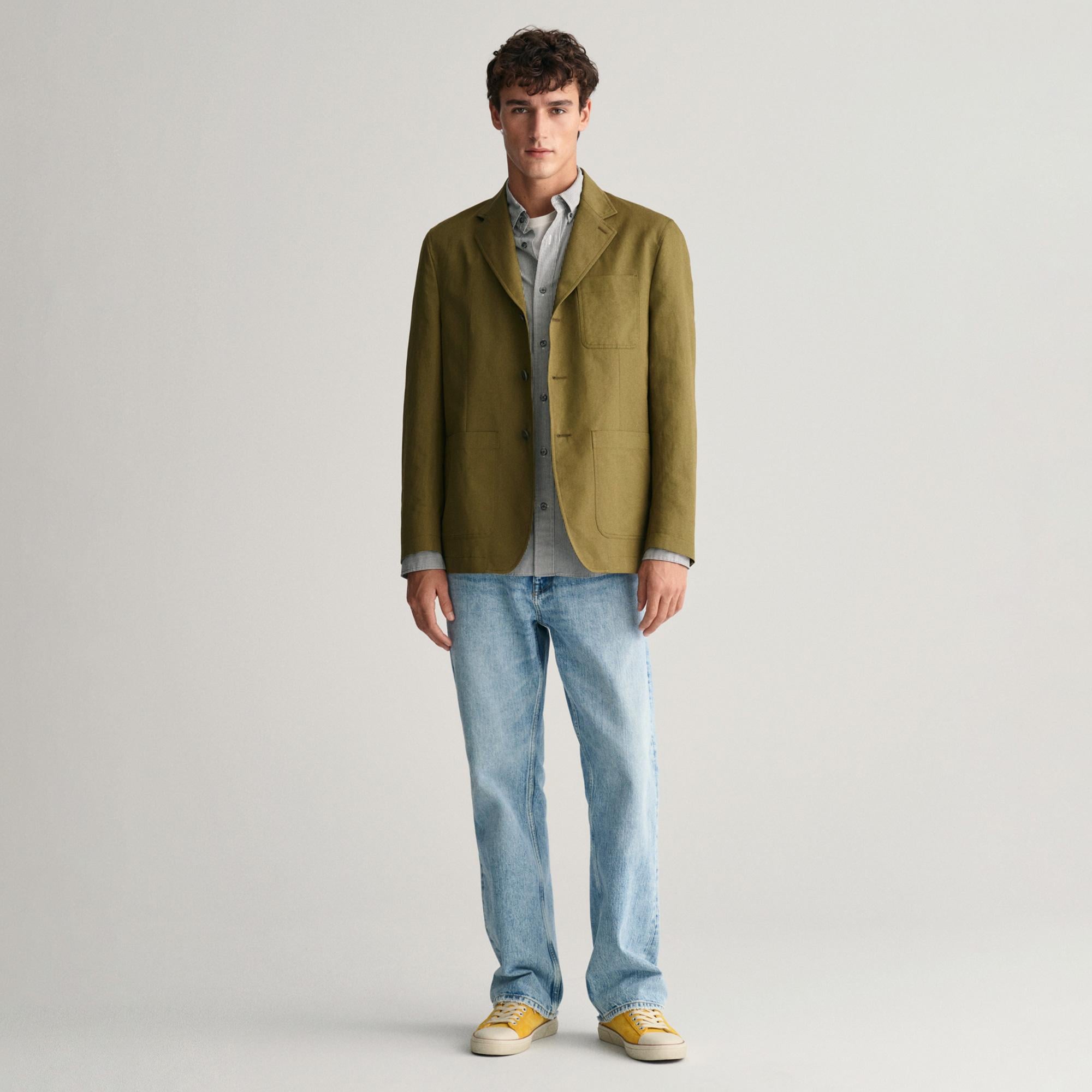 GANT Erkek Siyah Regular Fit Düğmeli Yaka Çizgili Gömlek