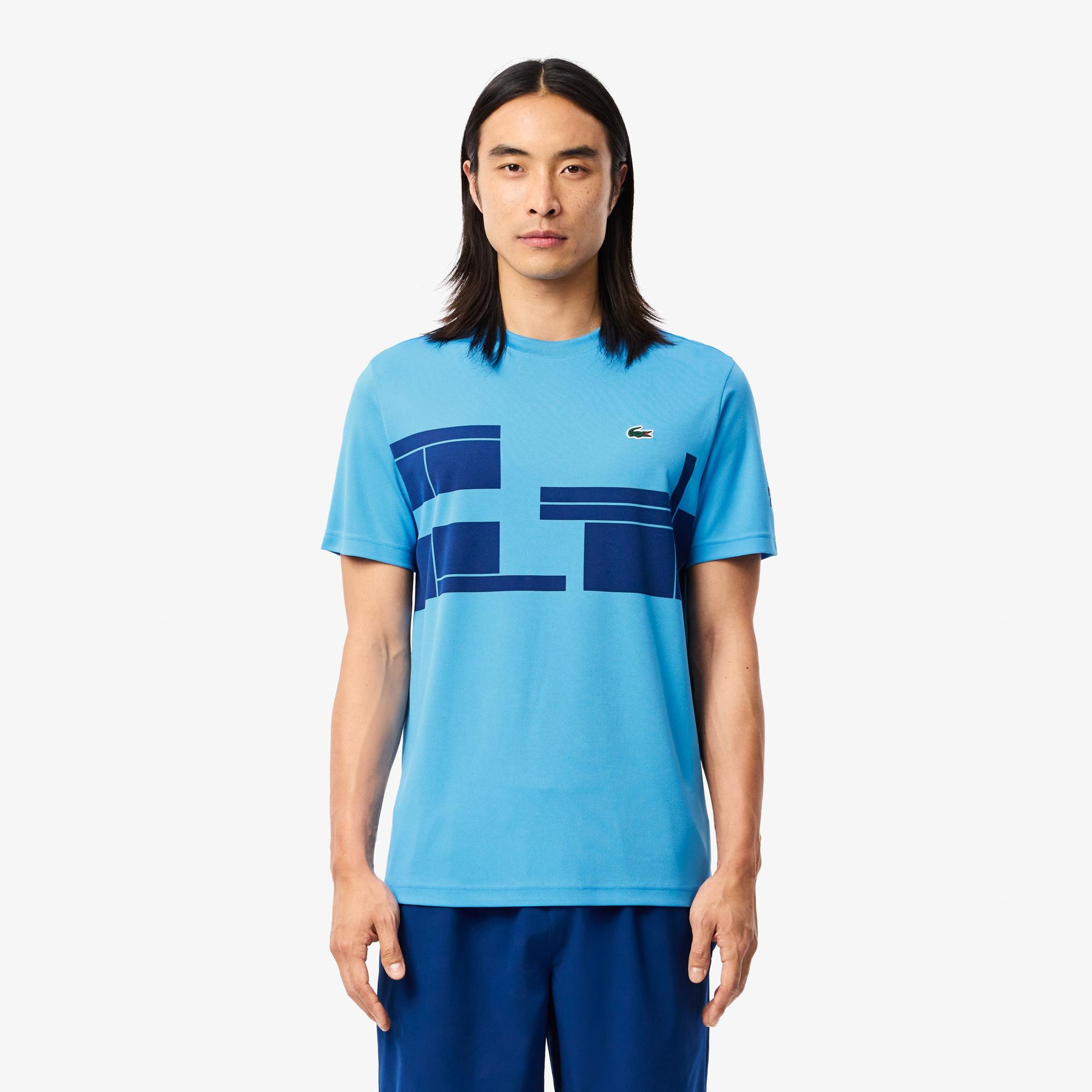 Erkek Regular Fit Bisiklet Yaka Baskılı Mavi T-Shirt