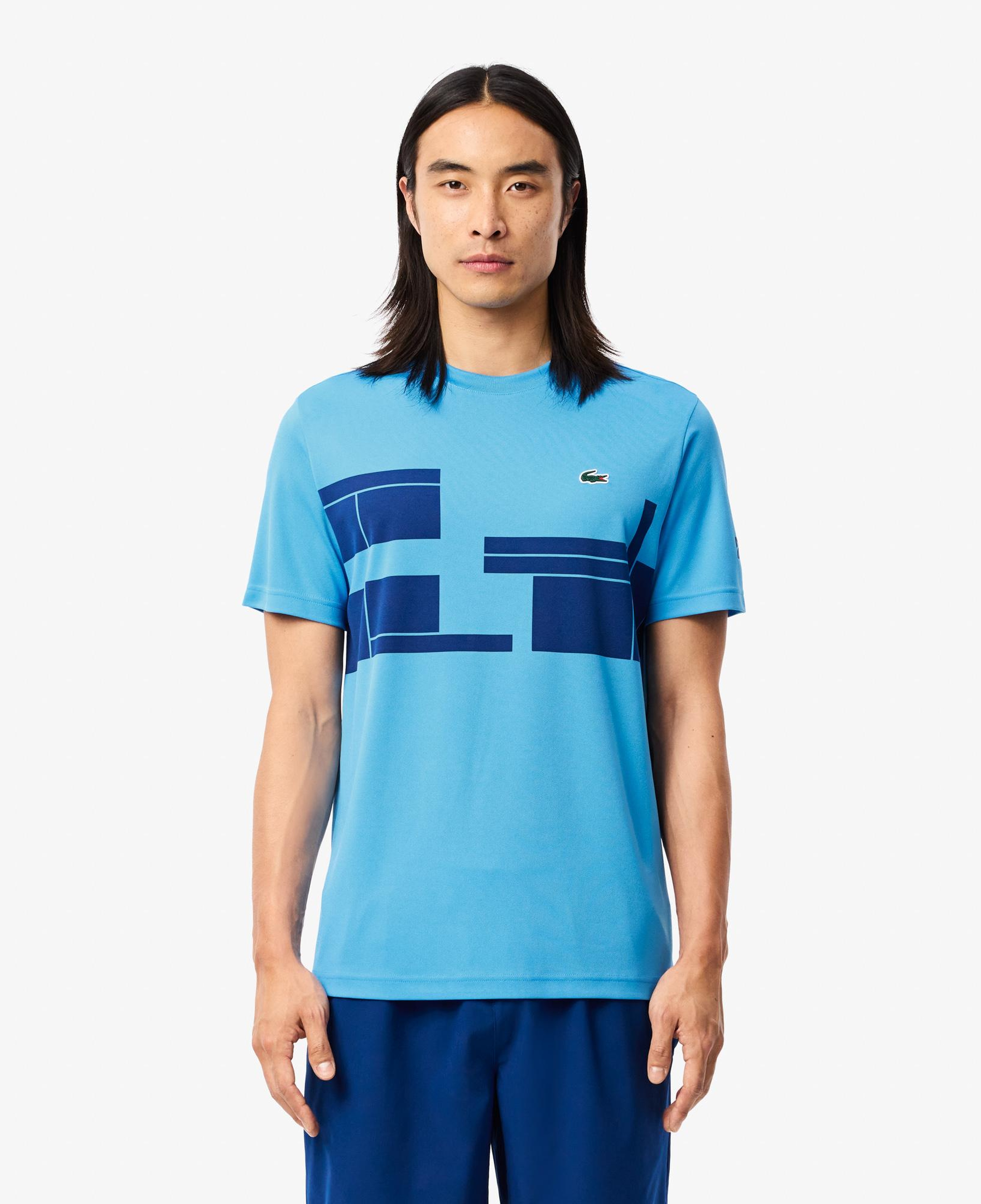 Erkek Regular Fit Bisiklet Yaka Baskılı Mavi T-Shirt