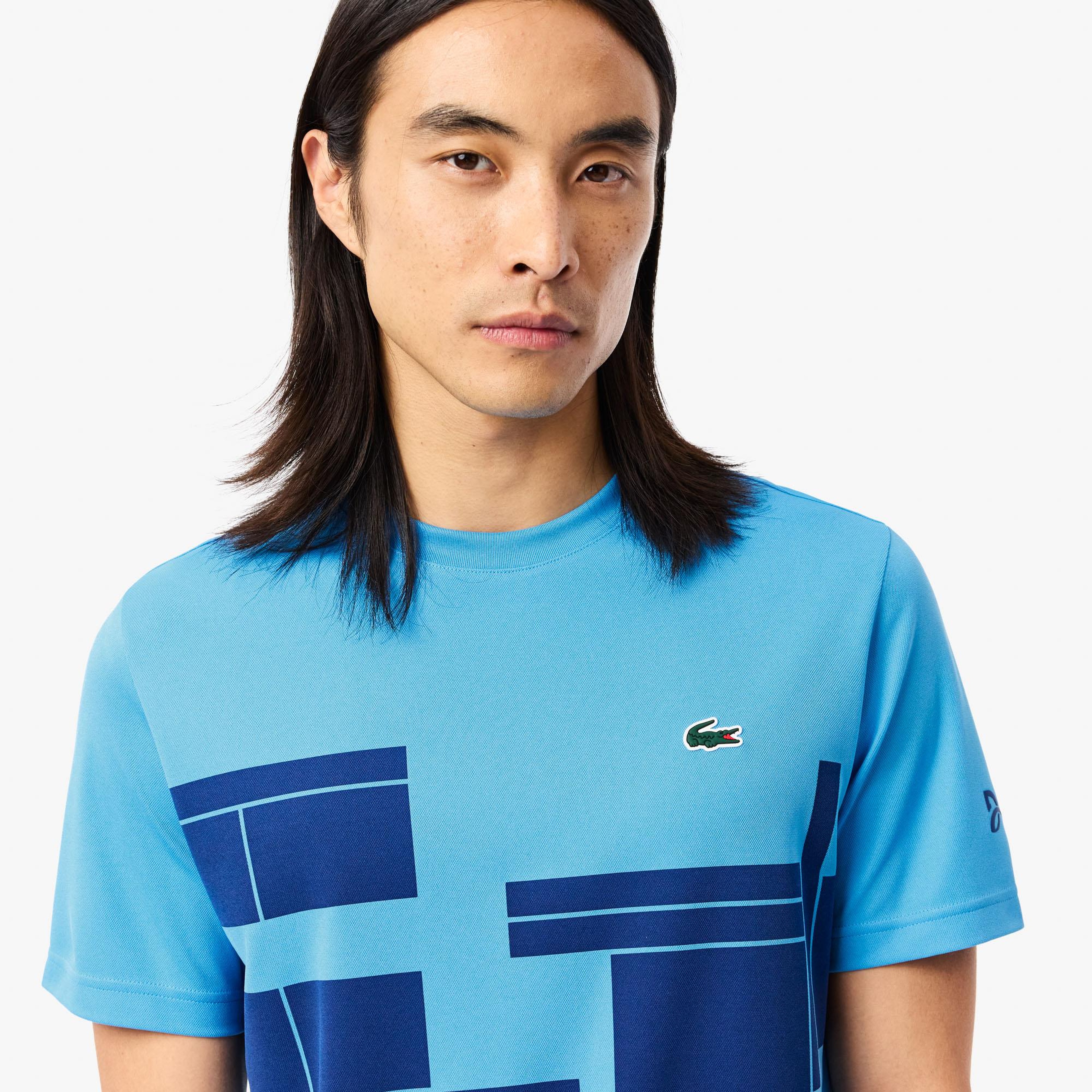 Erkek Regular Fit Bisiklet Yaka Baskılı Mavi T-Shirt