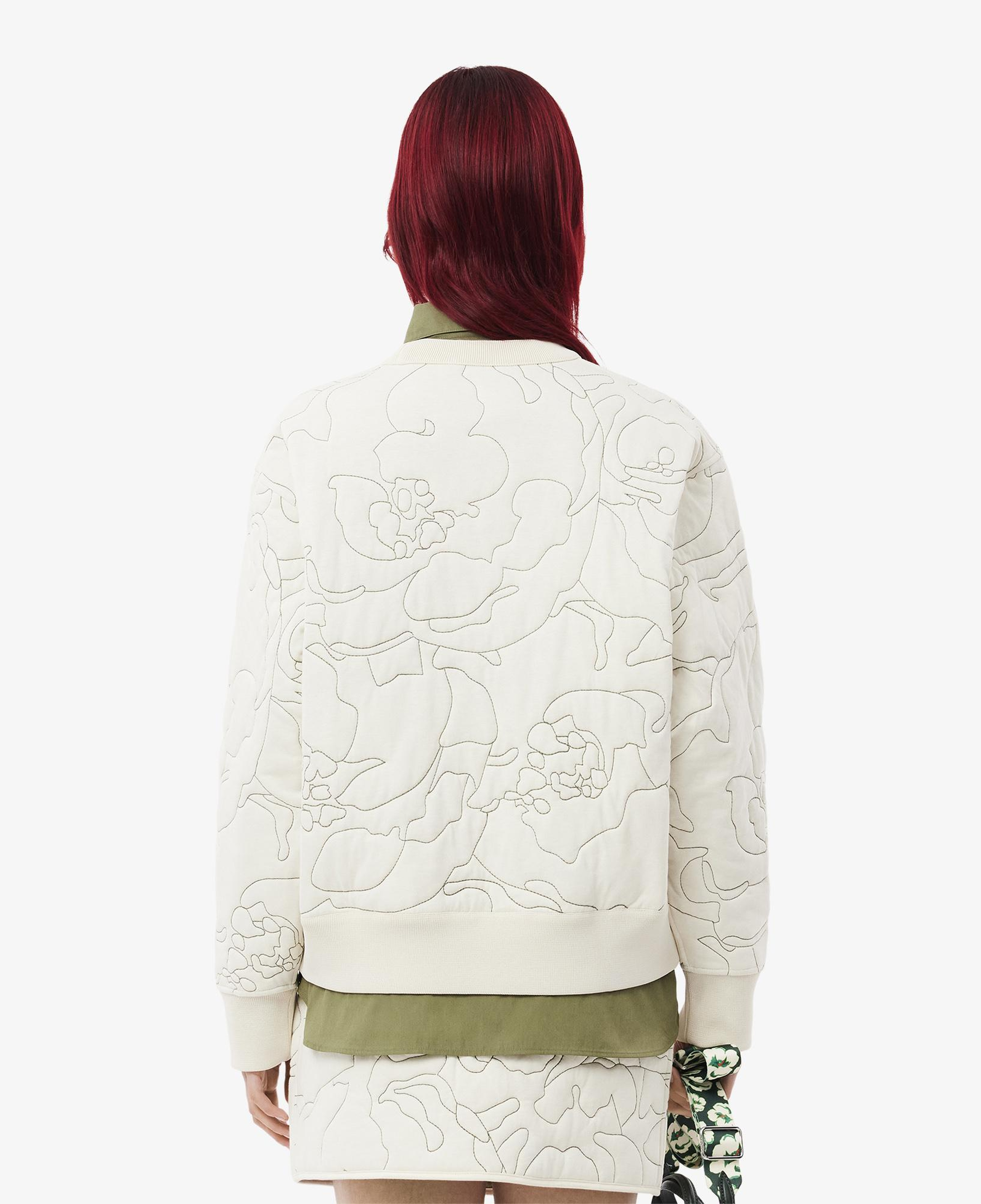 Kadın Oversize Fit Bisiklet Yaka Çift Taraflı Desenli Krem Sweatshirt