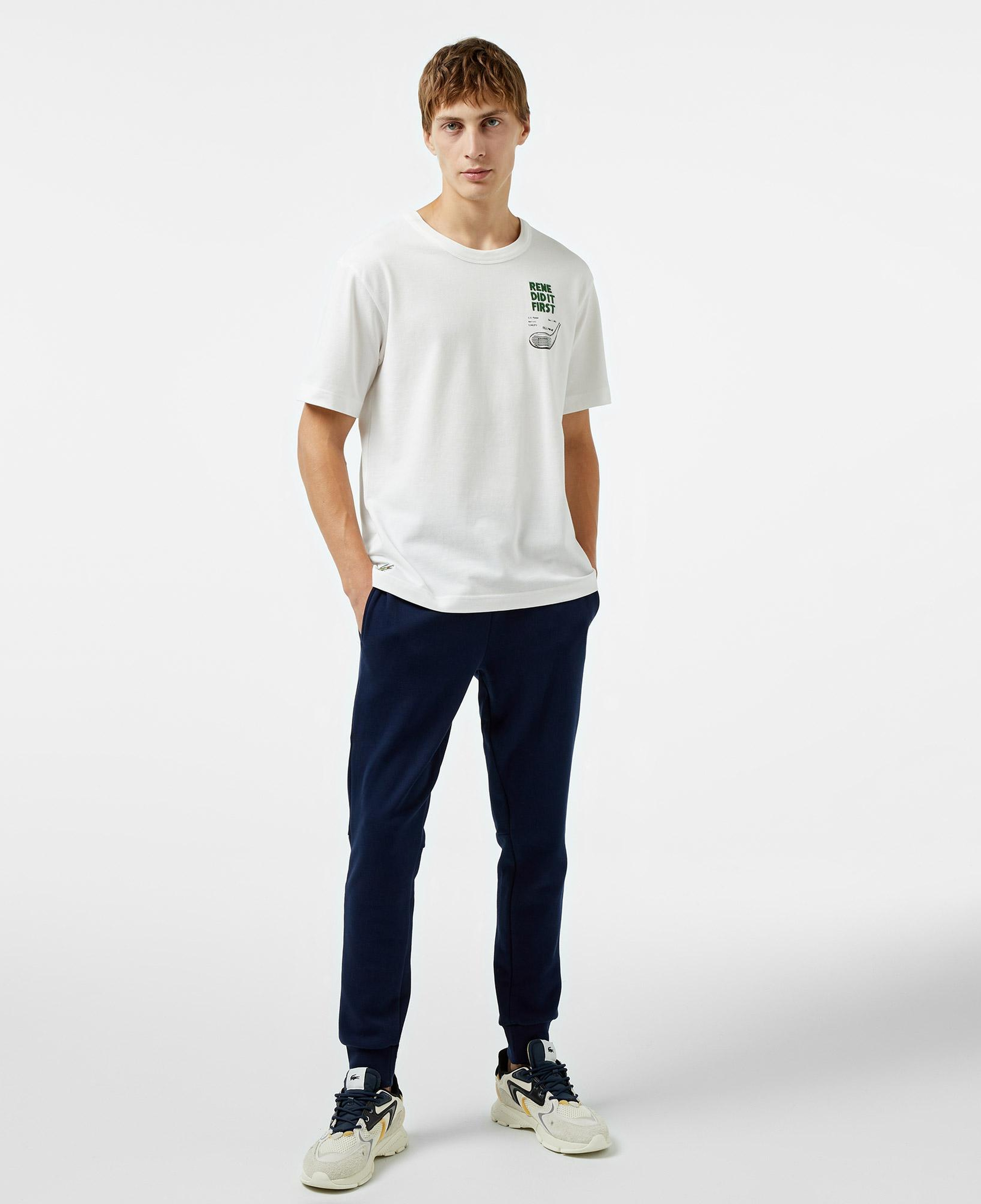 Unisex Classic Fit Bisiklet Yaka Baskılı Beyaz T-Shirt