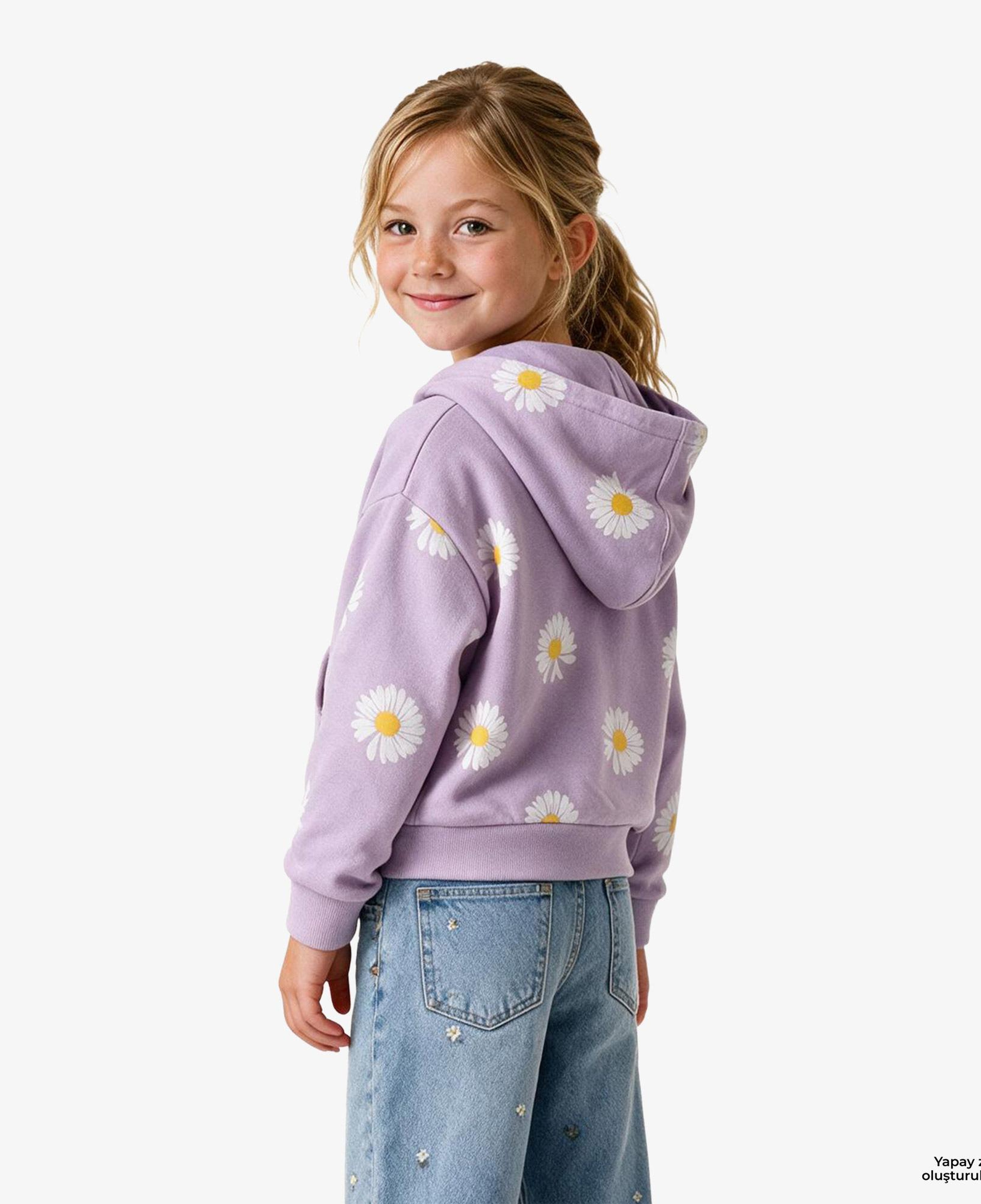 Gap V-French Logo Full Zip Çocuk Mor Sweatshirt