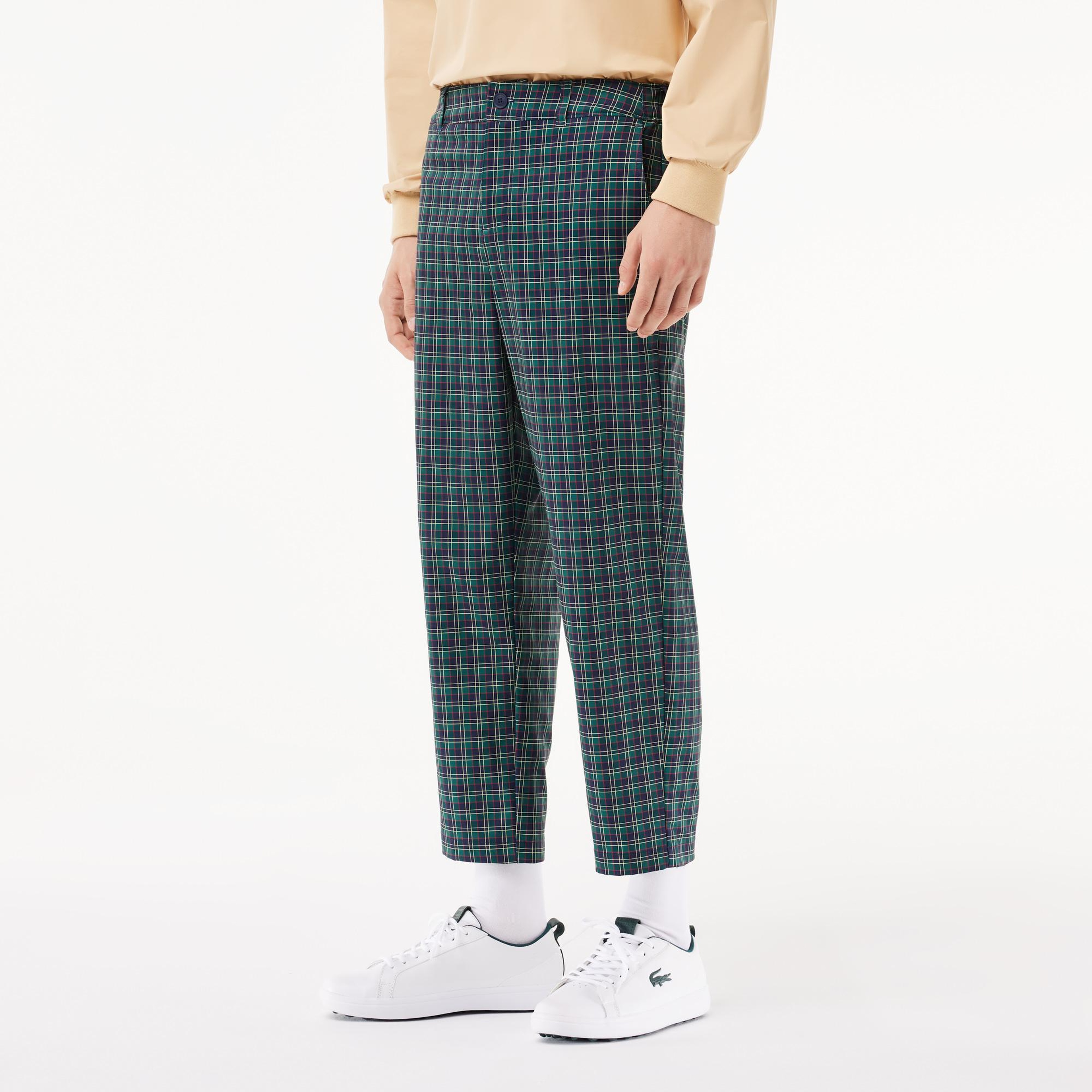 Erkek Straight Fit Chino Renkli Ekose Pantolon