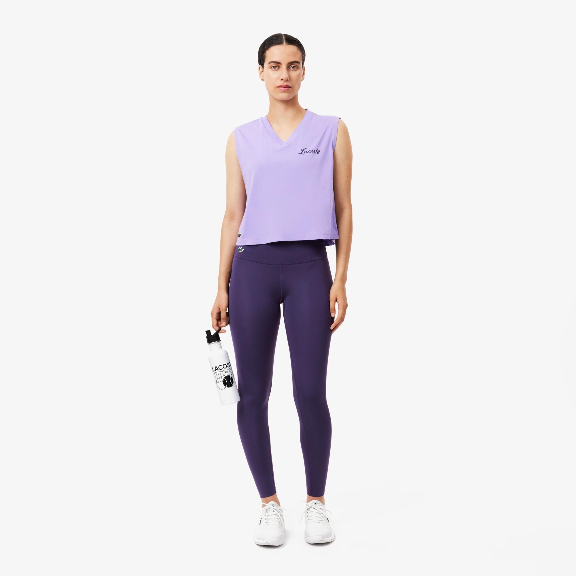 Kadın Slim Fit Baskılı Mor Tayt