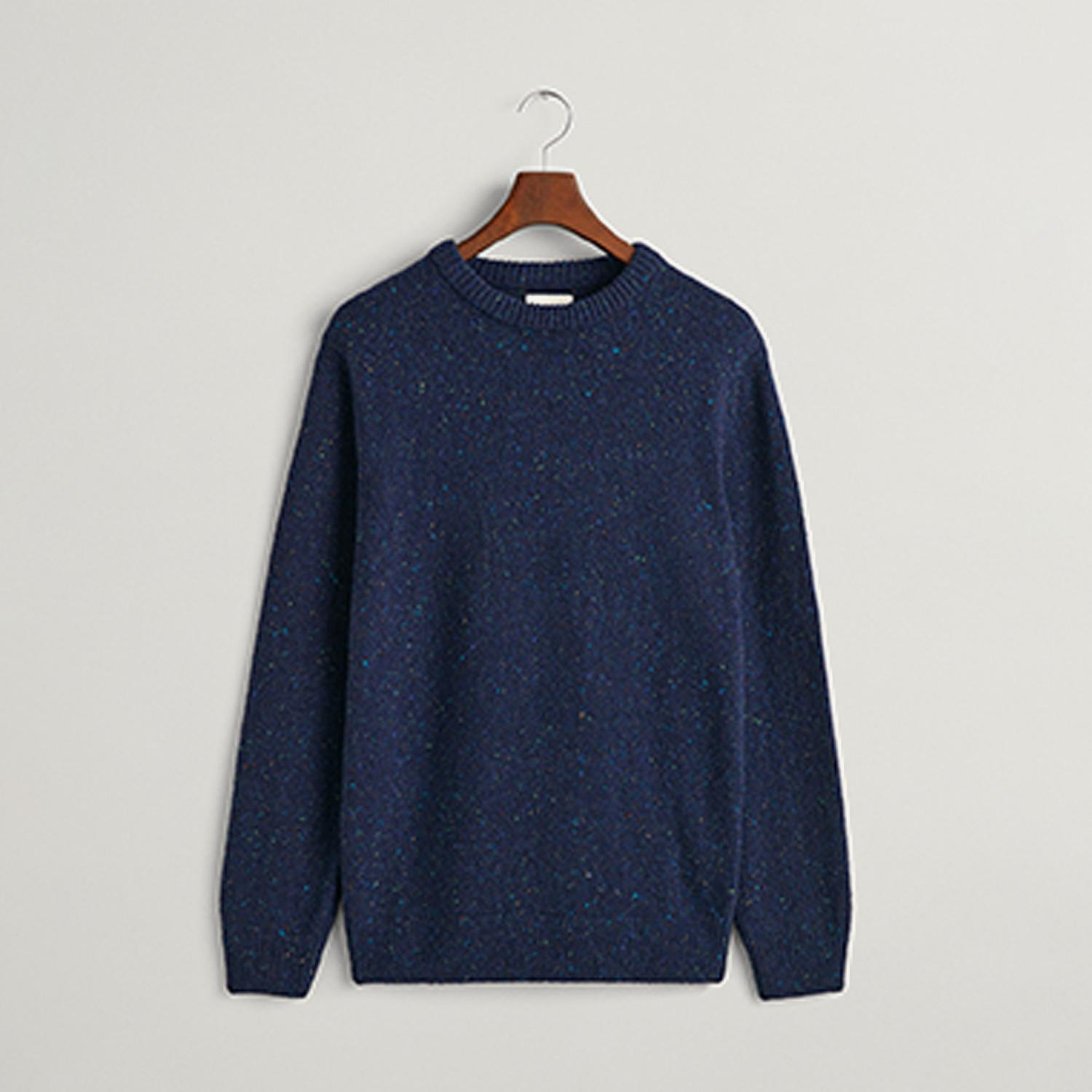 GANT Erkek Lacivert Regular Fit Bisiklet Yaka Yün Karışımlı Kazak