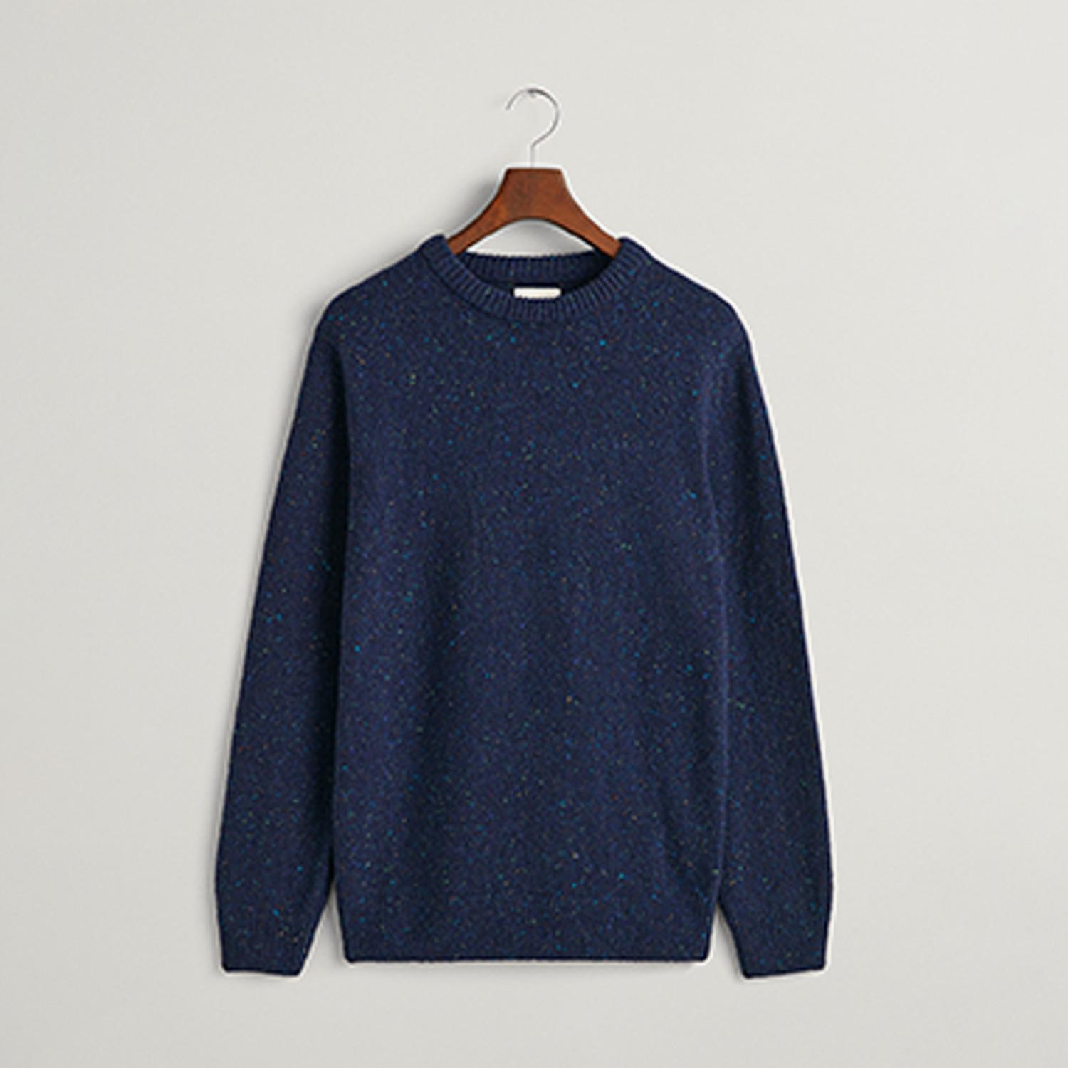 GANT Erkek Lacivert Regular Fit Bisiklet Yaka Yün Karışımlı Kazak