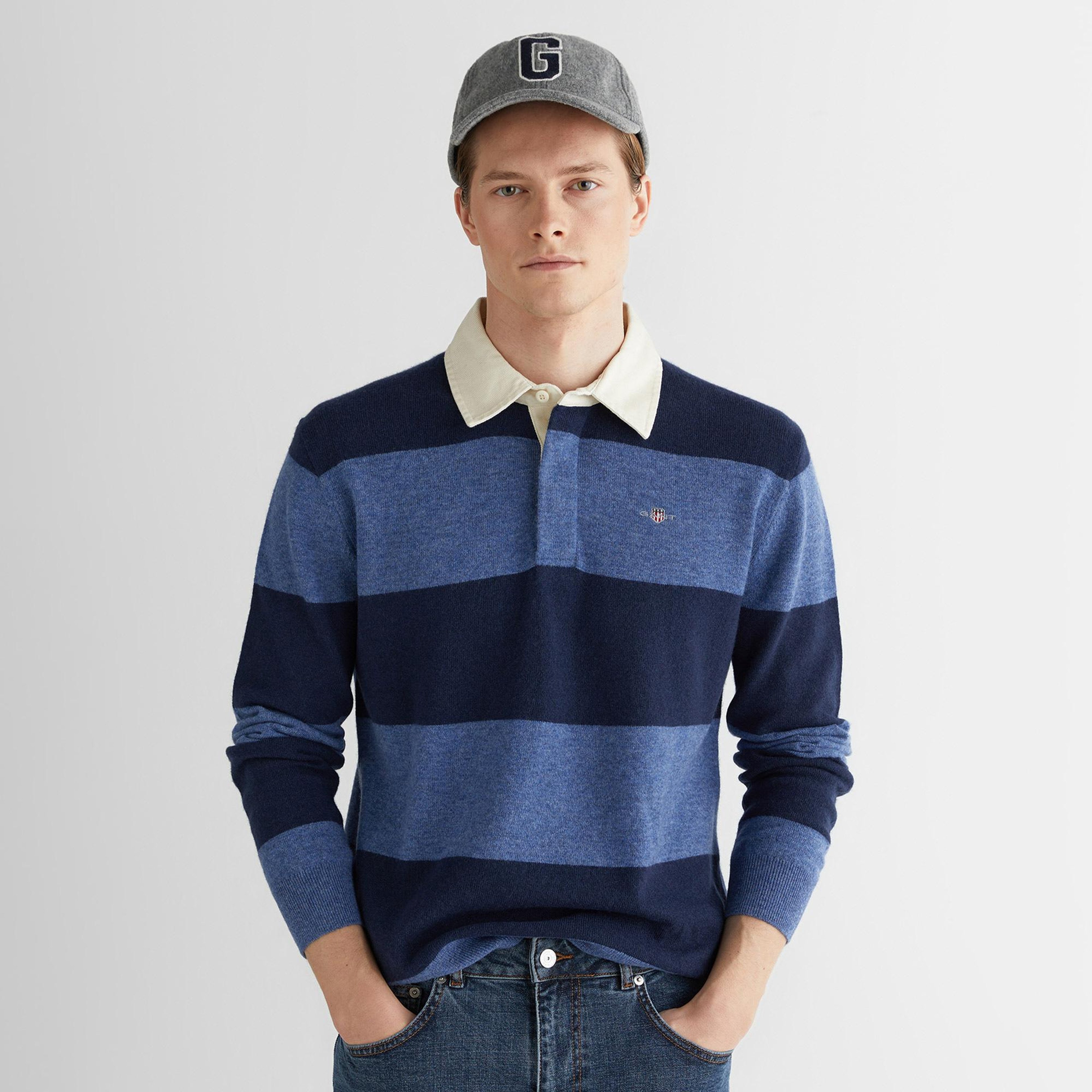 GANT Erkek Lacivert Regular Fit Polo Yaka Triko
