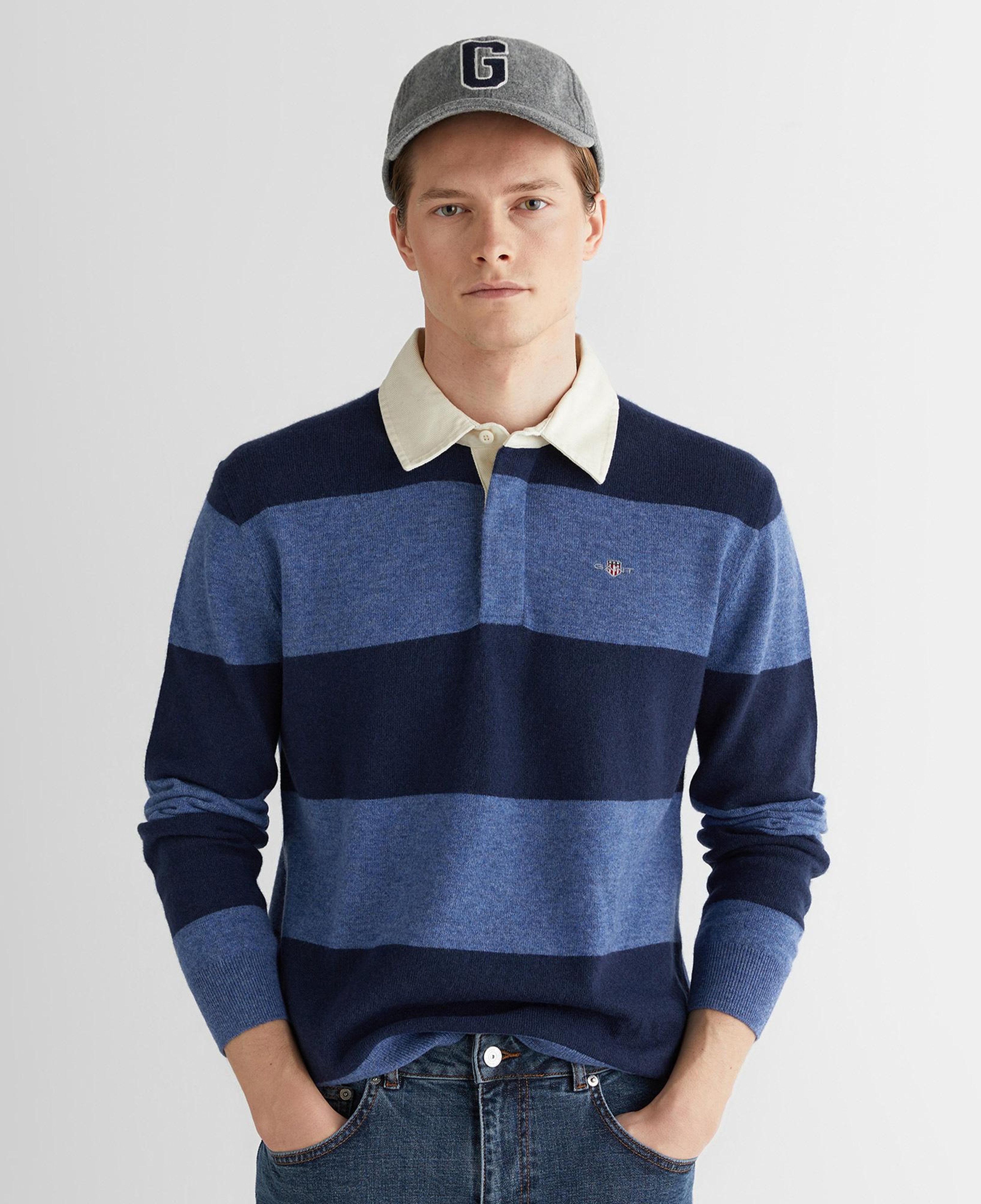 GANT Erkek Lacivert Regular Fit Polo Yaka Triko