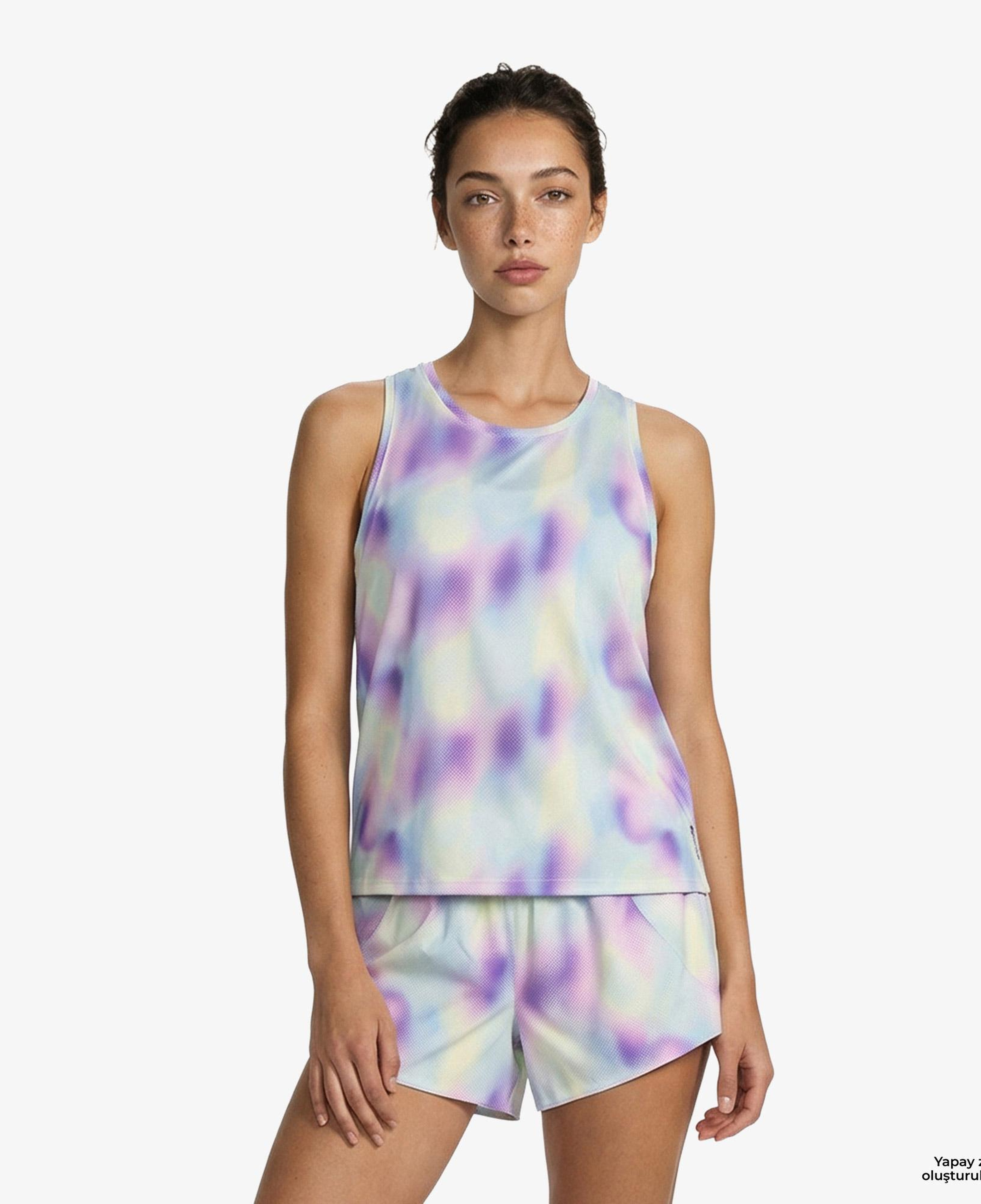 Brooks Dash Tank Printed Kadın Mavi Atlet