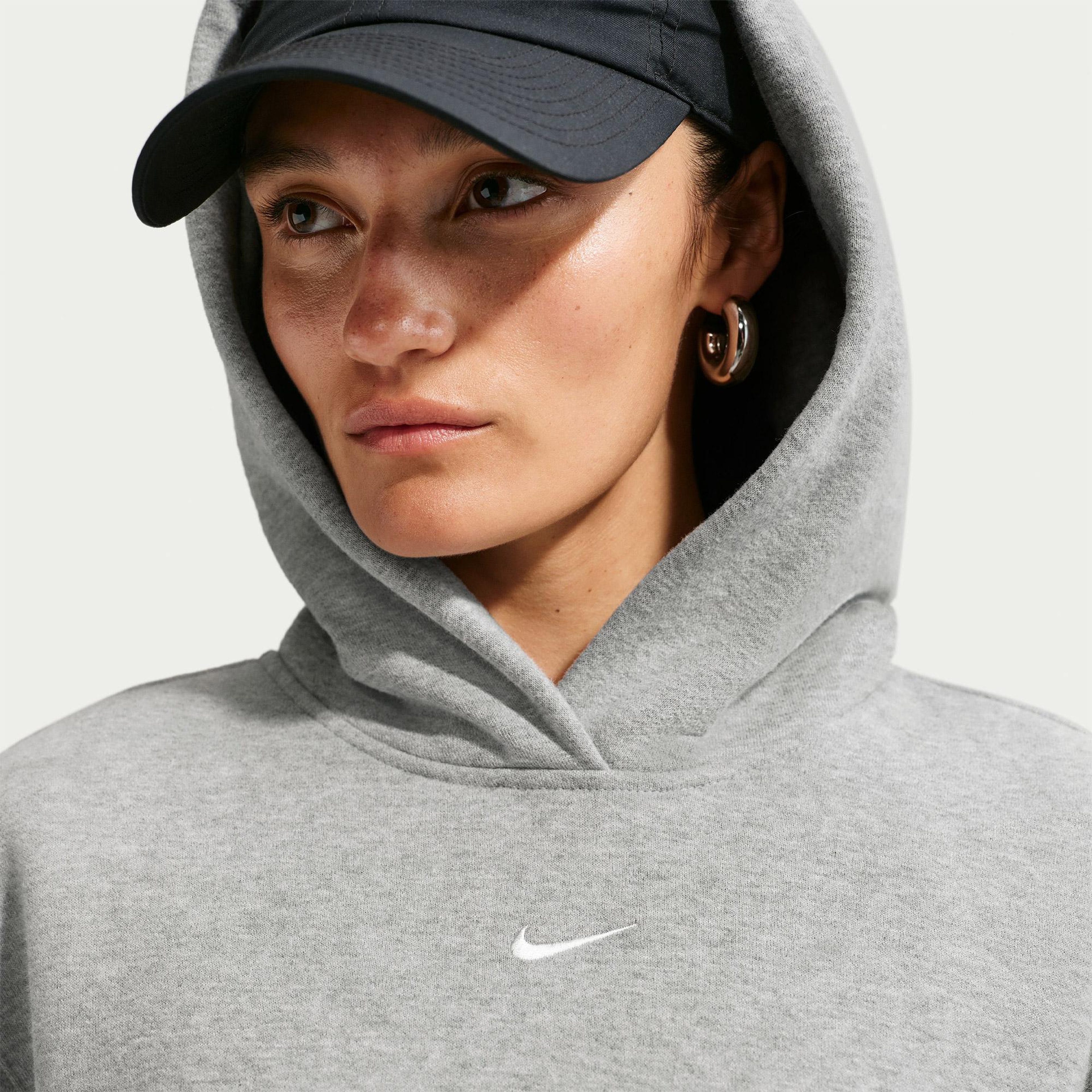 Nike Studio Fleece Kadın Gri Hoodie